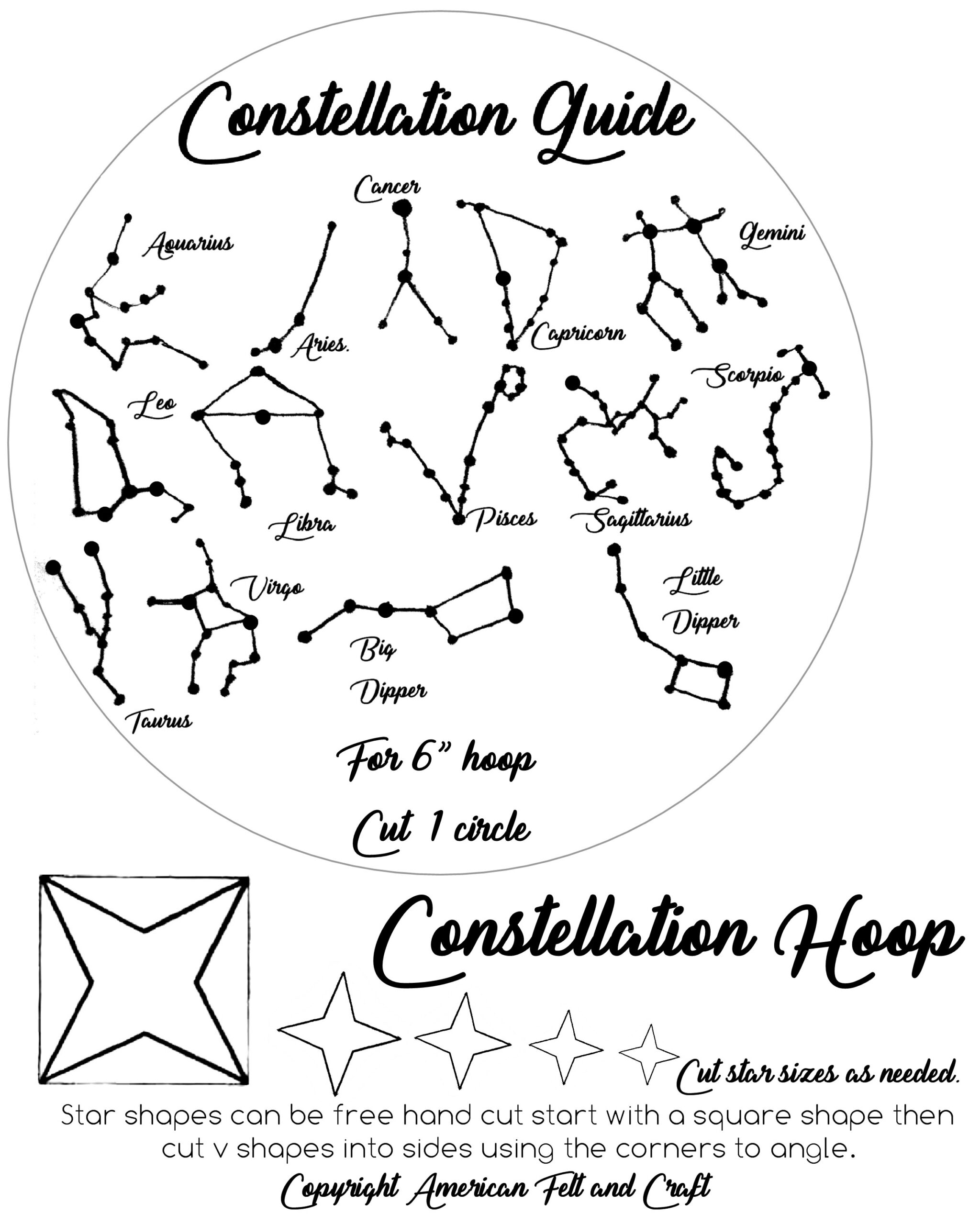 Glow In The Dark Constellation Hoops | ~American Felt &amp;amp; Craft ~ Blog throughout Free Printable Constellation Patterns