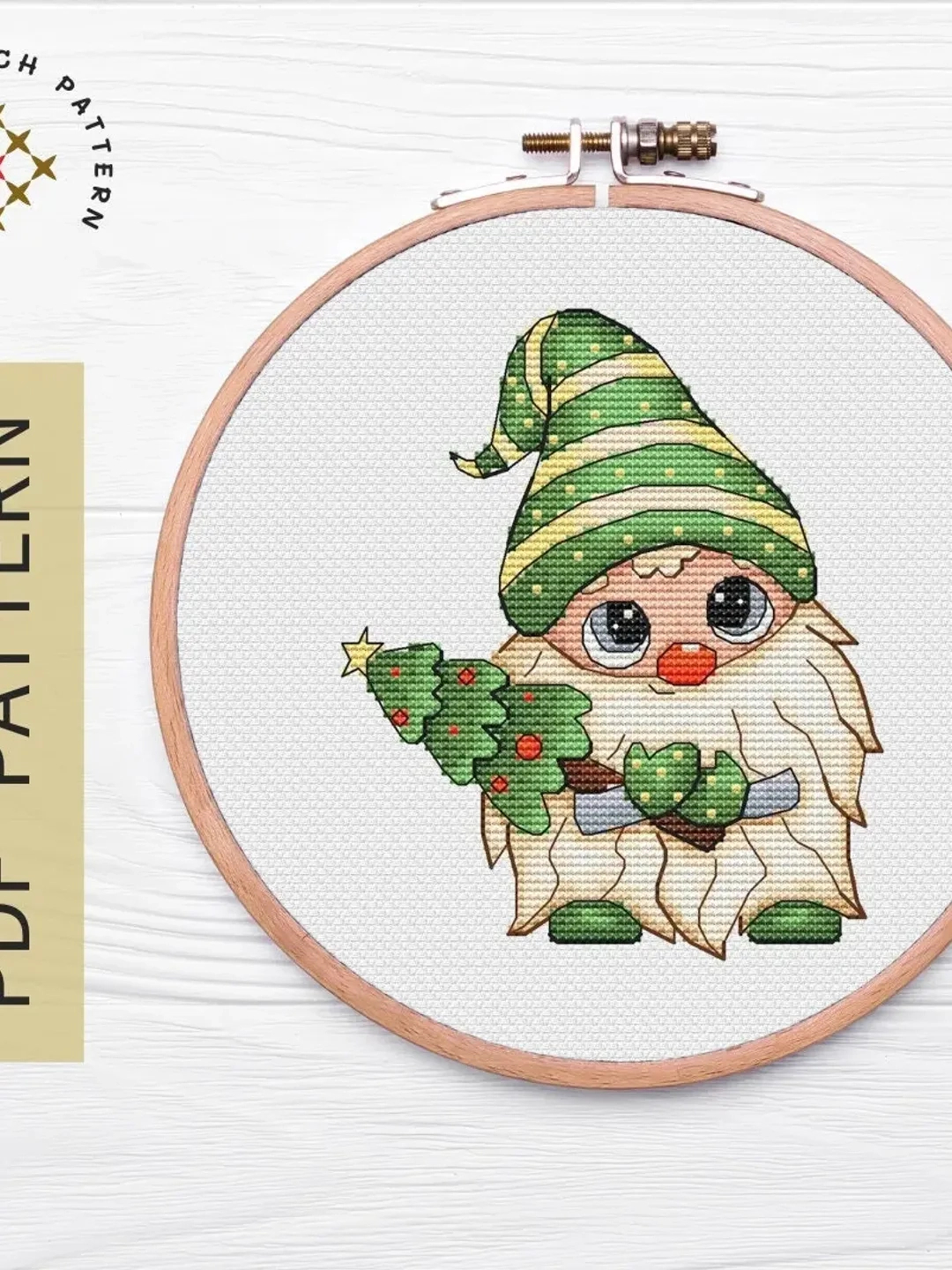 Gnome Cross Stitch Pattern Pdf, Scandinavian Gnome Cross Stitch pertaining to Free Printable Gnome Cross Stitch Patterns