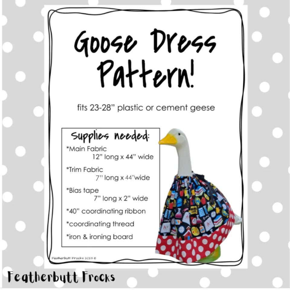 Goose Dress Sewing Pattern Pdf Instant Download Lawn Goose Porch Goose Plastic Goose Cement Goose pertaining to Printable Goose Clothes Patterns