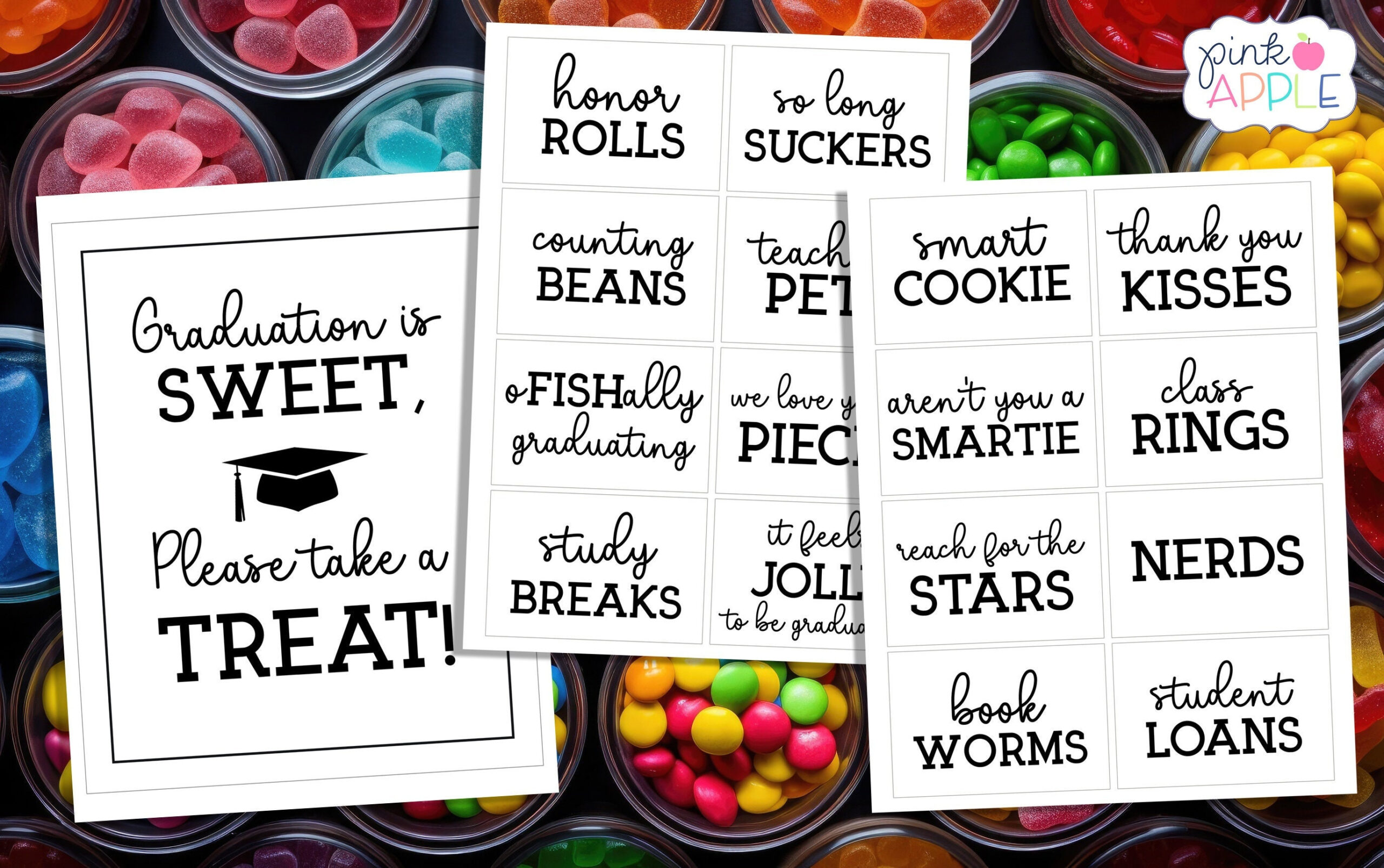Graduation Candy Labels, Abschlussfeier Zum Ausdrucken, Candy in Graduation Candy Buffet Free Printables