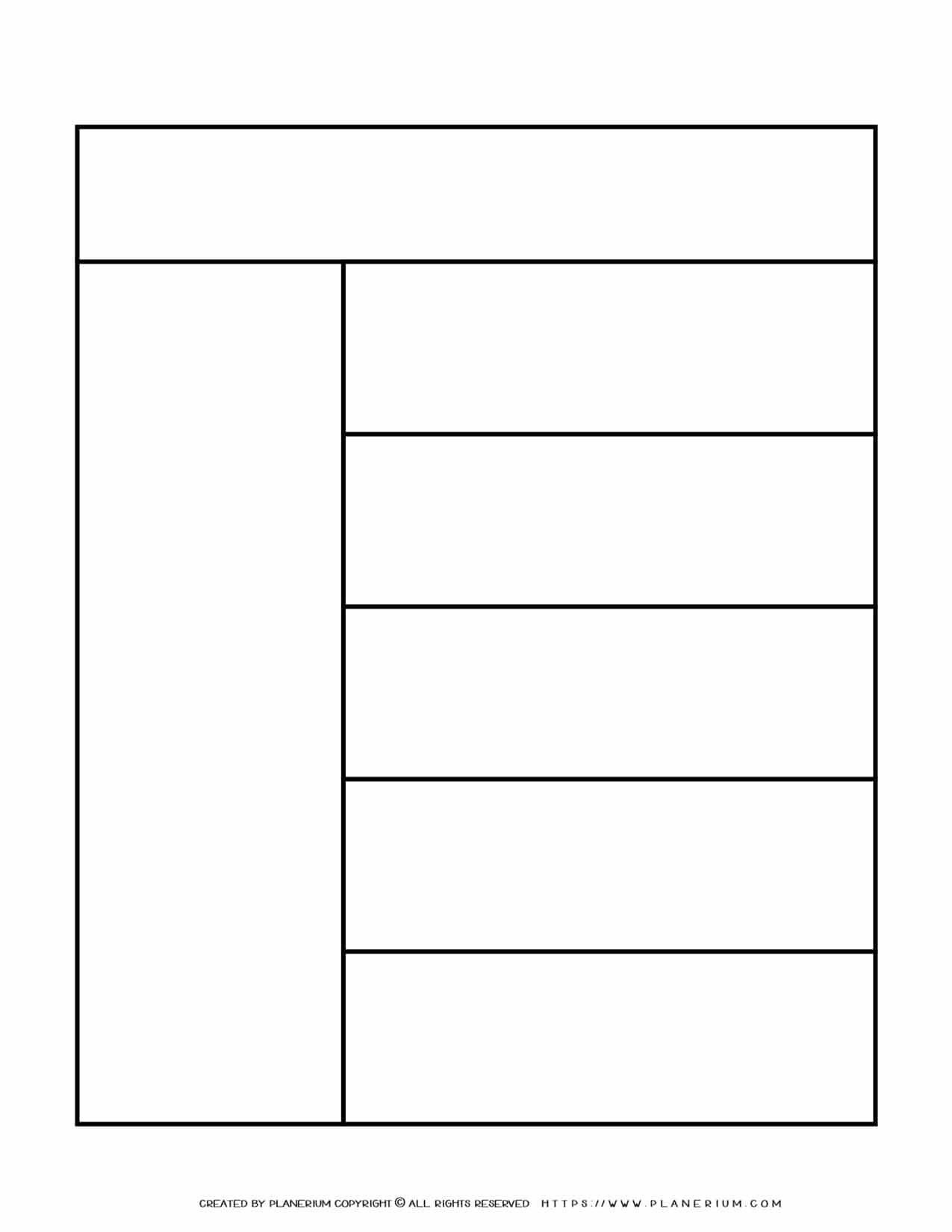 Graphic Organizer Templates - One Column Five Rows Chart | Planerium regarding Five Column Chart Printable