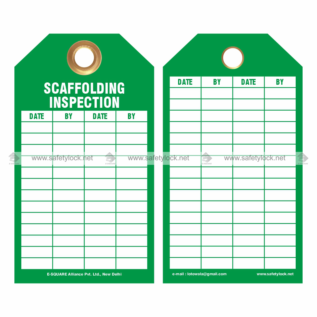 Green Color Scaffolding Tags - Inspection Tag - E-Square with Free Printable Scaffold Inspection Tags