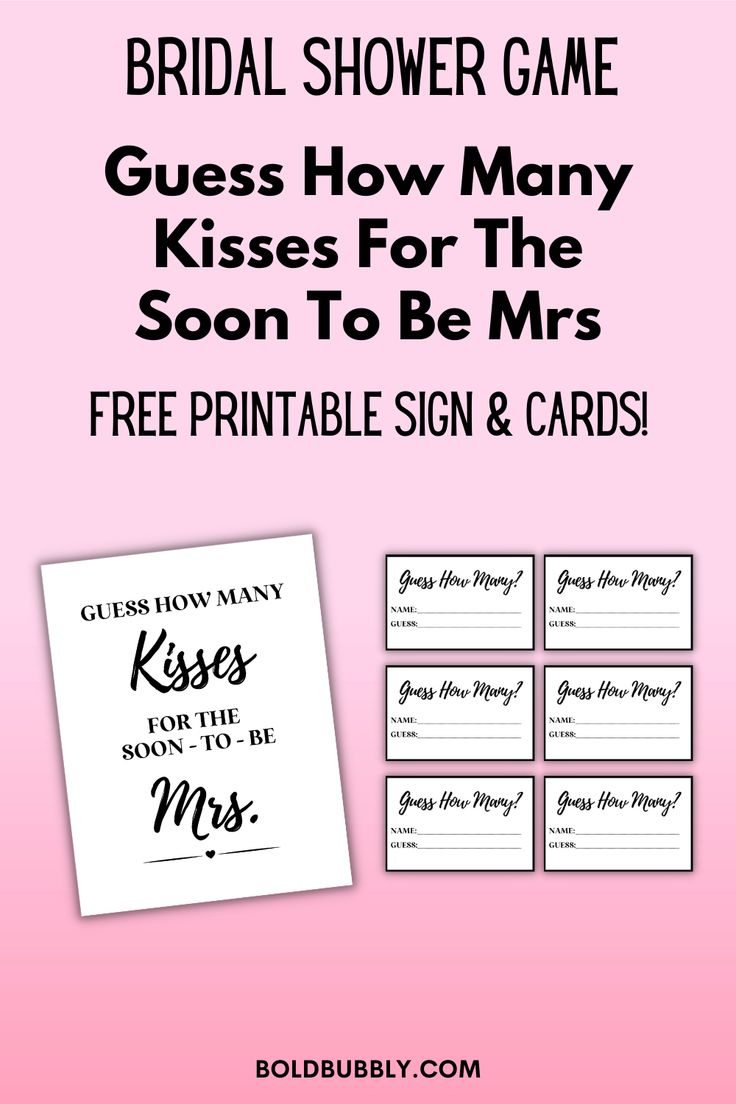 Guess How Many Kisses For The Soon To Be Mrs + Free Printable Sign pertaining to Guess How Many Kisses Free Printable