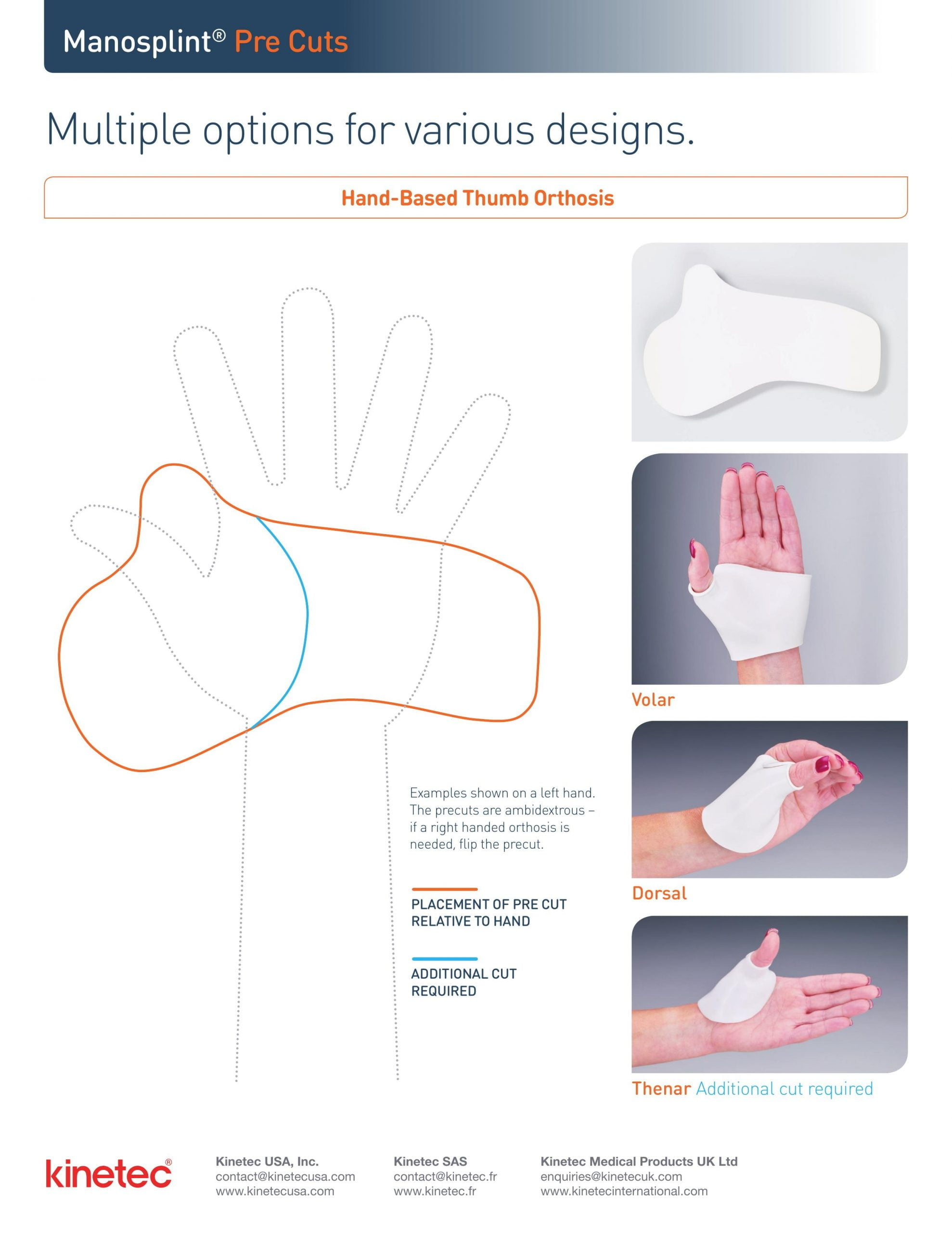 Hand-Based Thumb Orthosis | Kinetec Usa throughout Printable Thumb Spica Splint Pattern