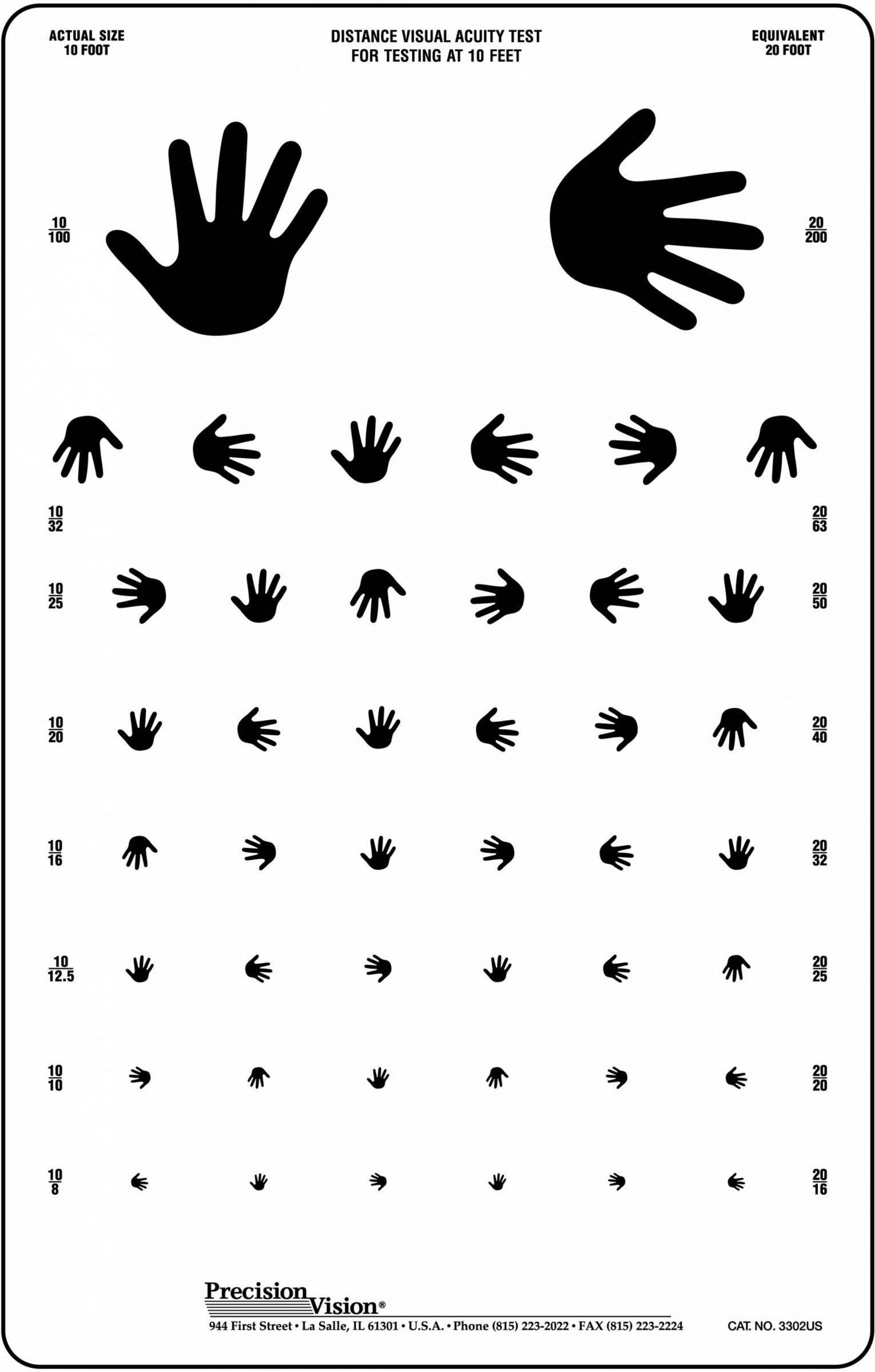 Hand Visual Acuity Chart - Precision Vision intended for Handheld Visual Acuity Chart Printable