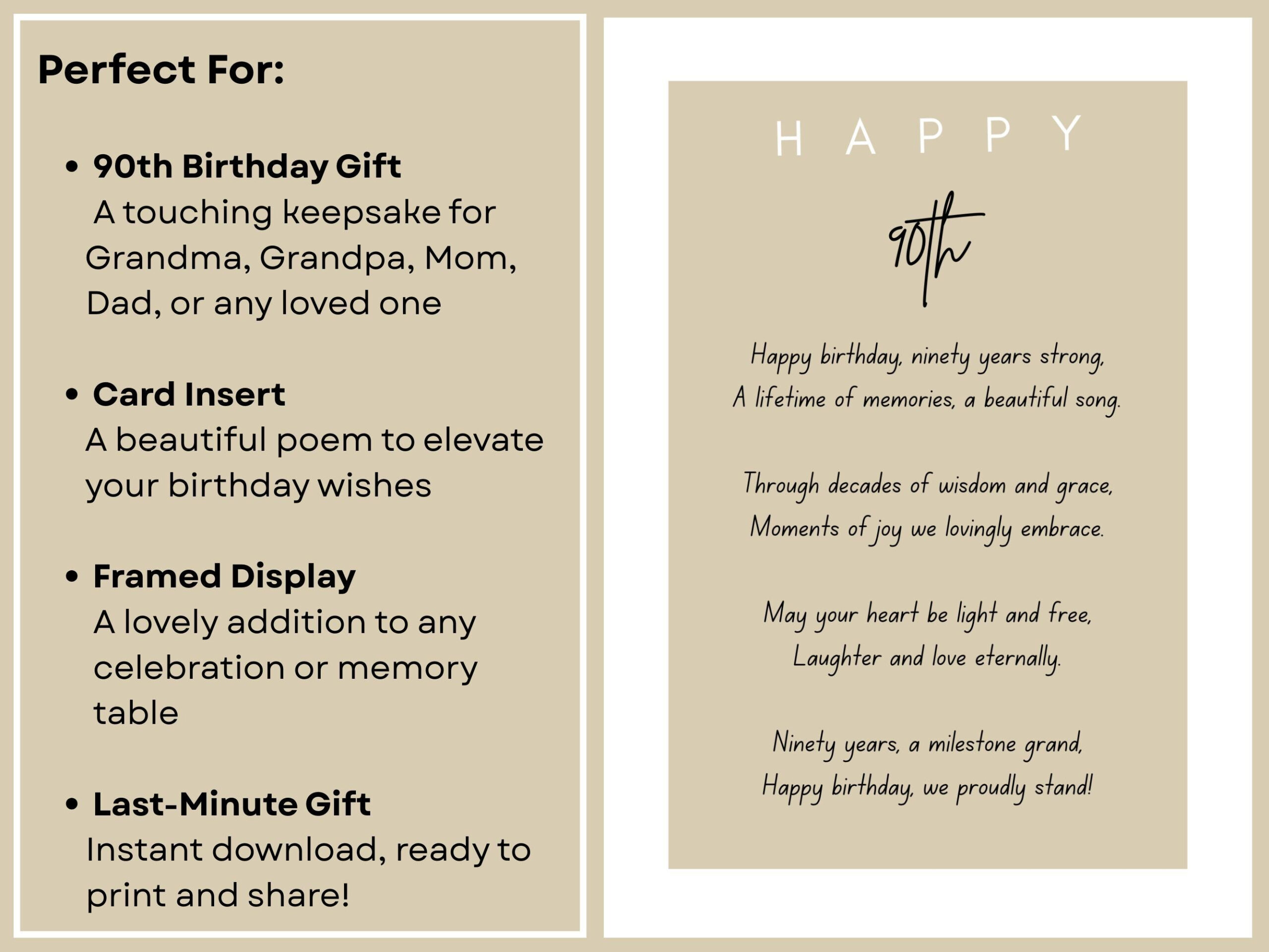 Happy 90Th Birthday Poem For Father Mother Grandmother Grandfather within Free Printable 90Th Birthday Poems