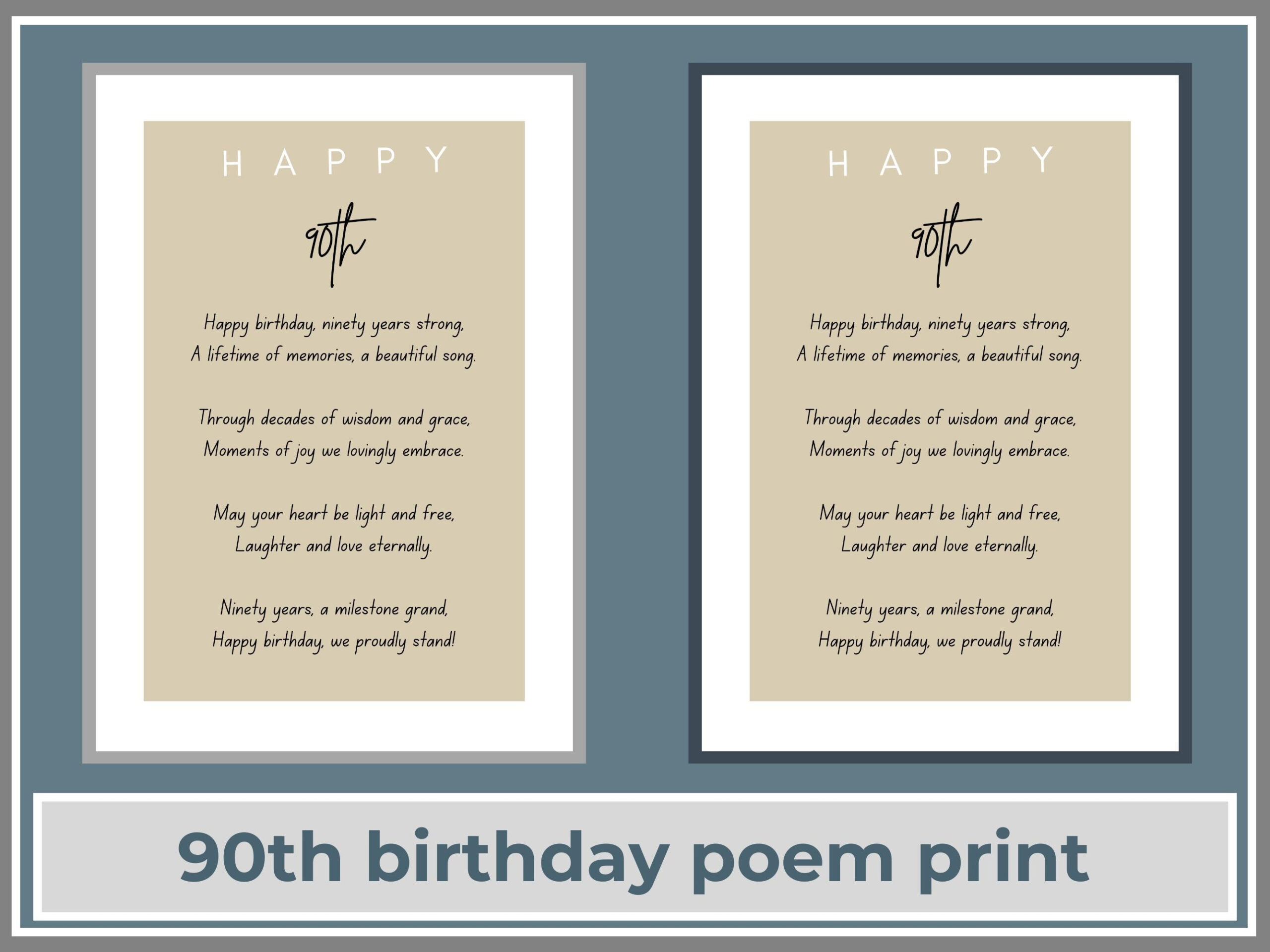 Happy 90Th Birthday Poem Printable This Instant Download Is throughout Free Printable 90Th Birthday Poems