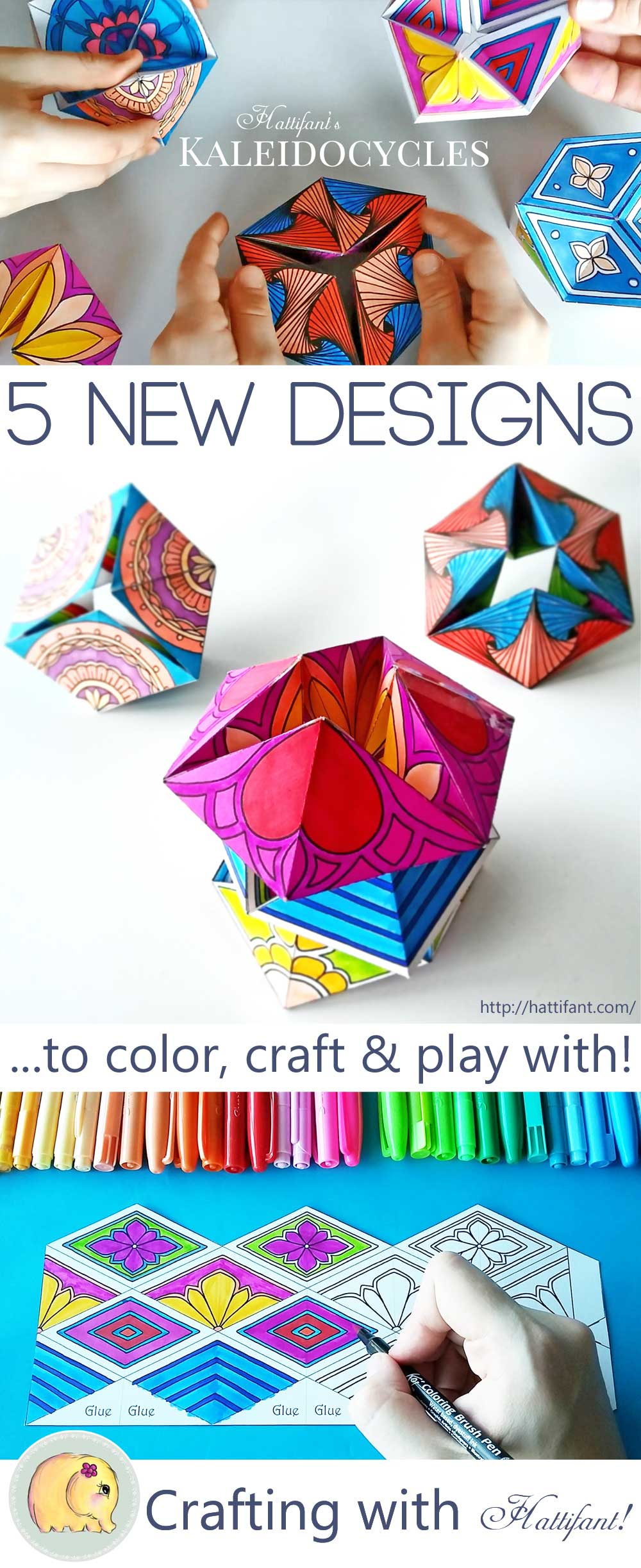 Hattifant-Kaleidocycle-Flextangle-Free-Printable-5-New-Designs throughout Flextangles Free Printables