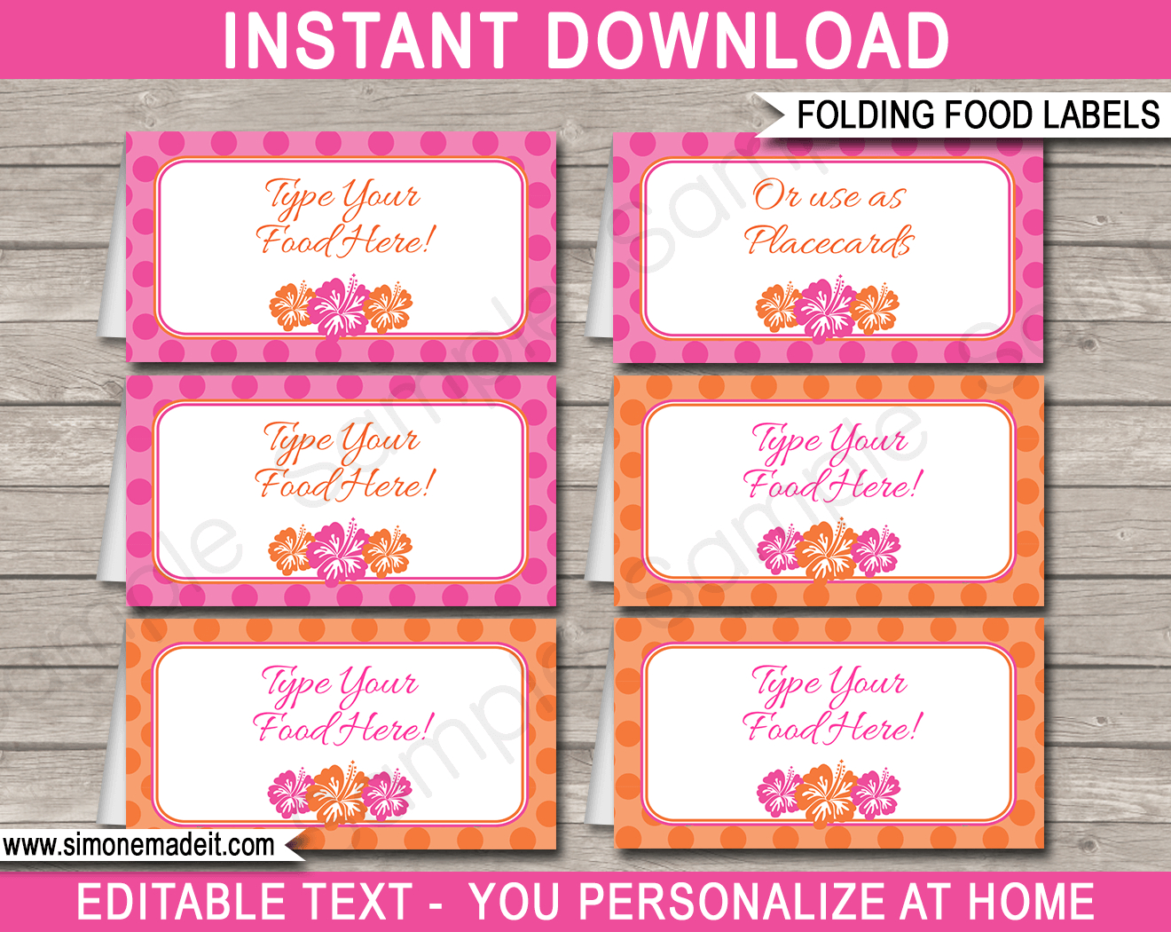 Hawaiian Luau Party Food Labels Template pertaining to Free Printable Hawaiian Food Labels