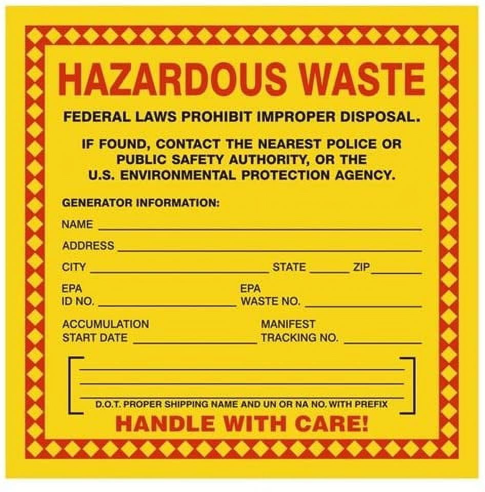 Hazardous Waste Labels, 6 X 6 Inches, Paper, Pack Of 100 - Walmart with Free Printable Hazardous Waste Labels