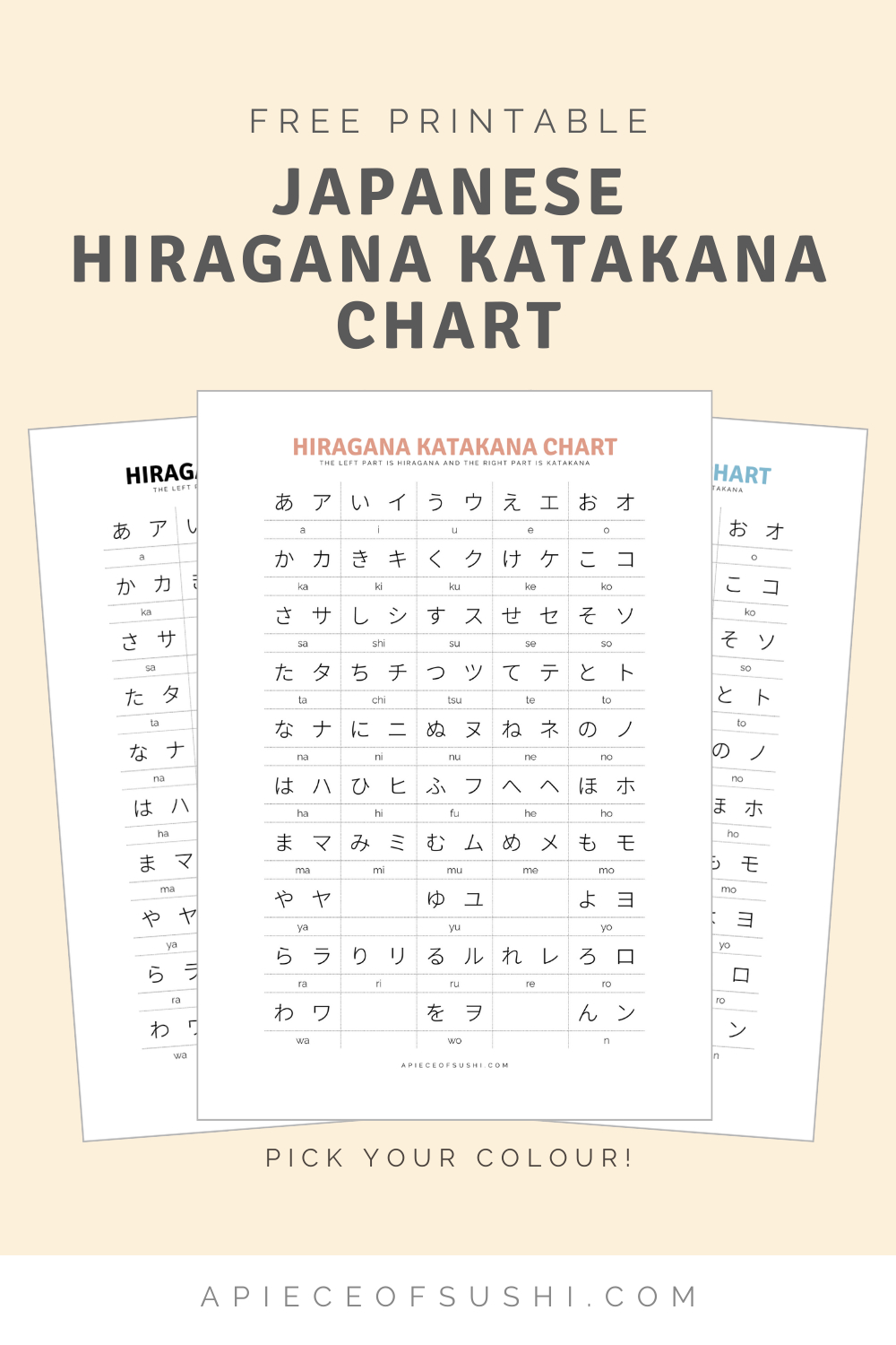 Hiragana + Katakana Chart + Free Download + Printable Pdf With 3 regarding Hiragana Katakana Chart Printable