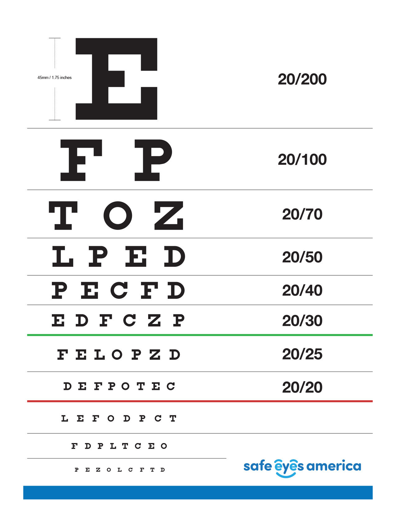 Home Eye Test — Safe Eyes America within Snellen Eye Chart Printable Free