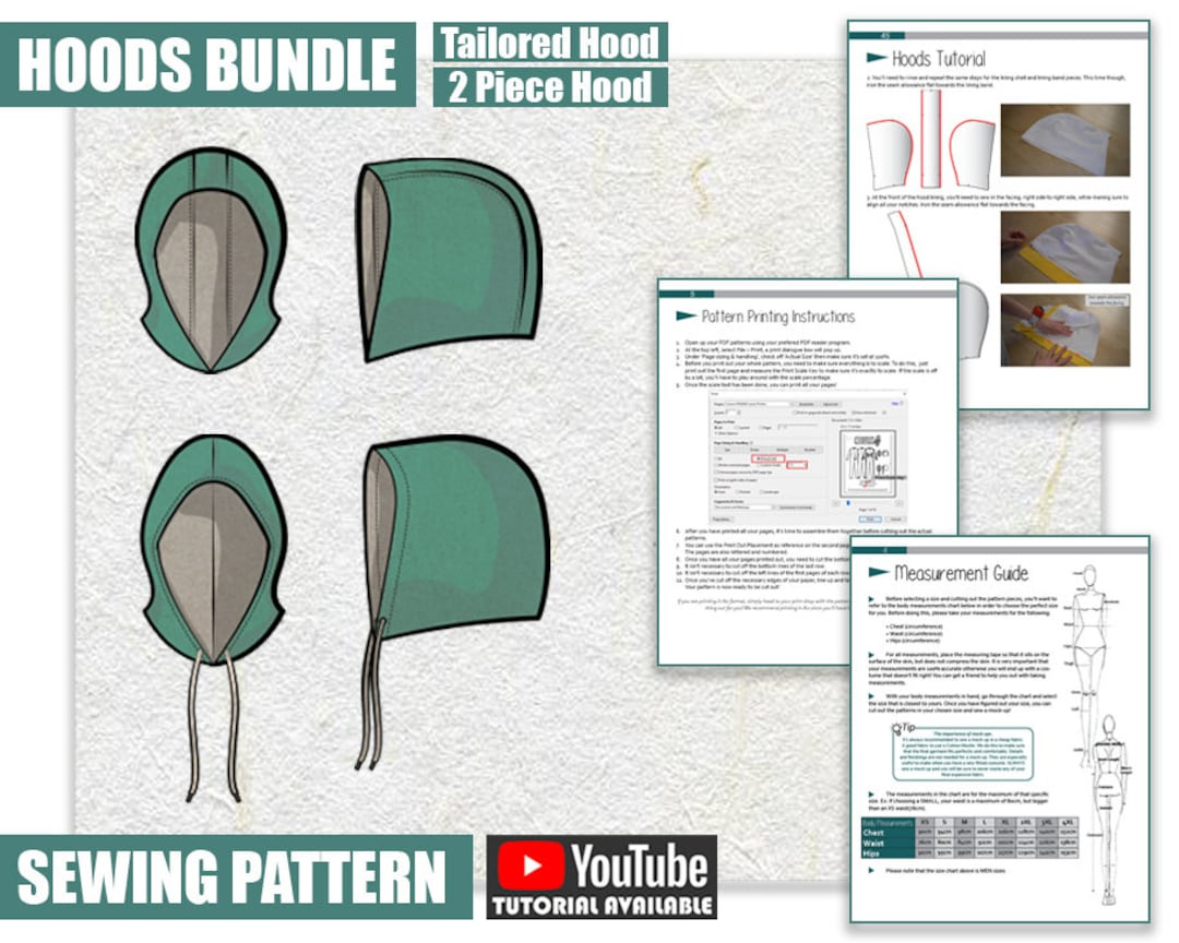 Hood Nähmuster Bundle - Pdf Zum Downloaden + Schritt-Für-Schritt Tutorial Video - Etsy.de with regard to Academic Hood Printable Pattern