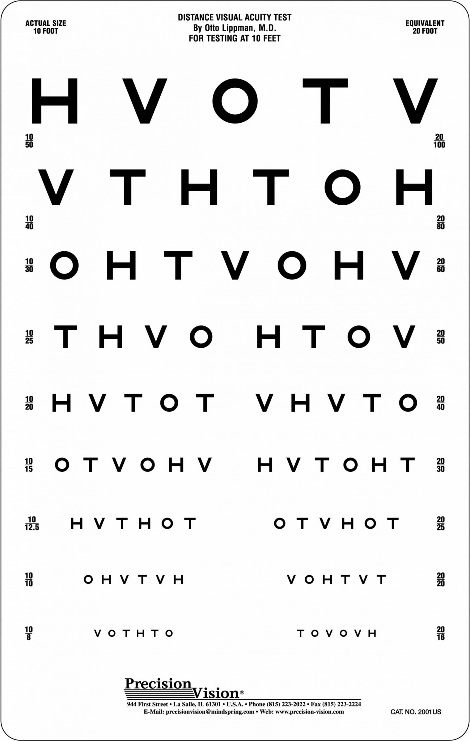 Hotv Eye Chart (10 Ft) - Visual Acuity Charts - Precision Vision in 10 Foot Eye Chart Printable