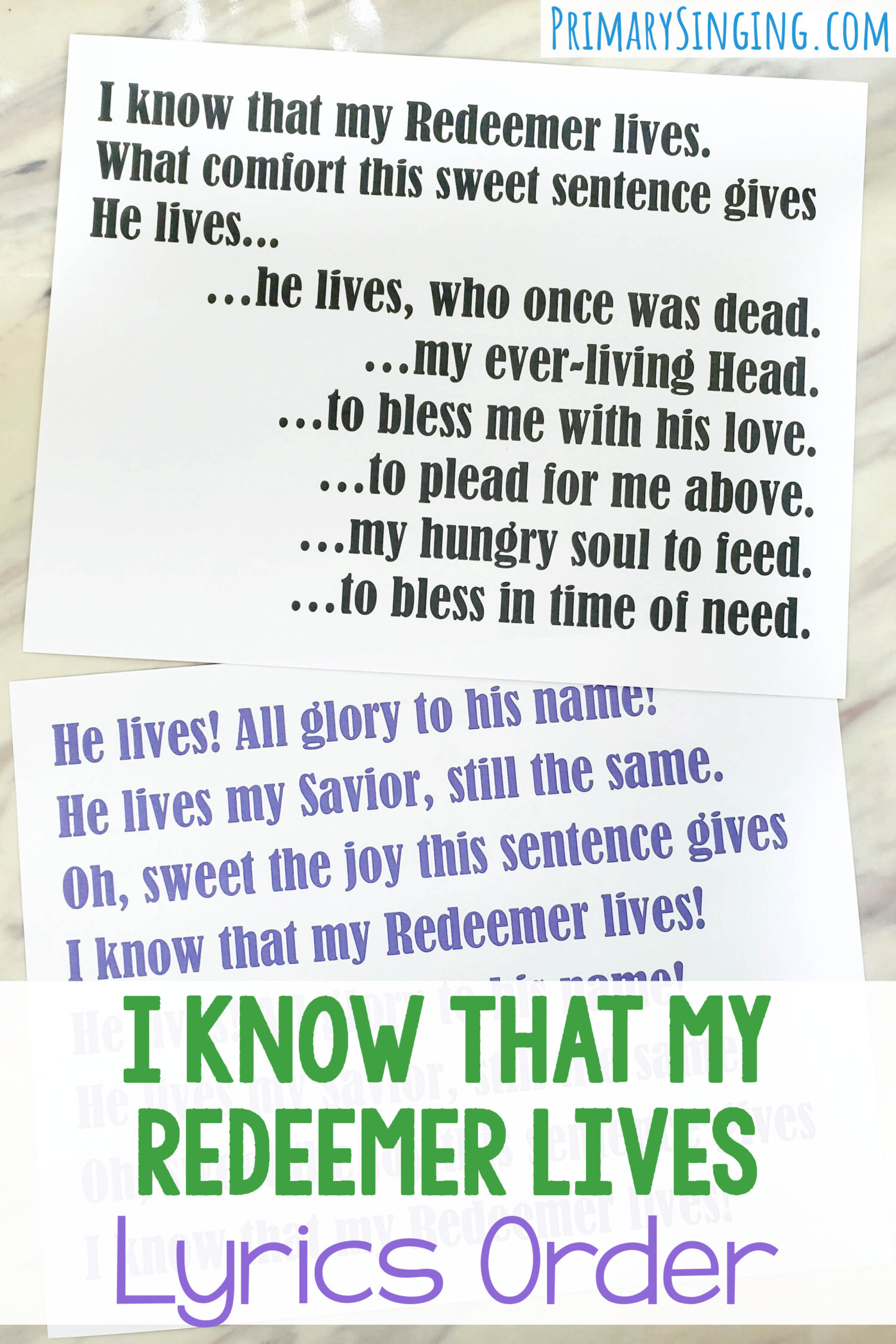 I Know That My Redeemer Lives Lyrics Order - Primary Singing within Free Printable Song Lyrics For Seniors