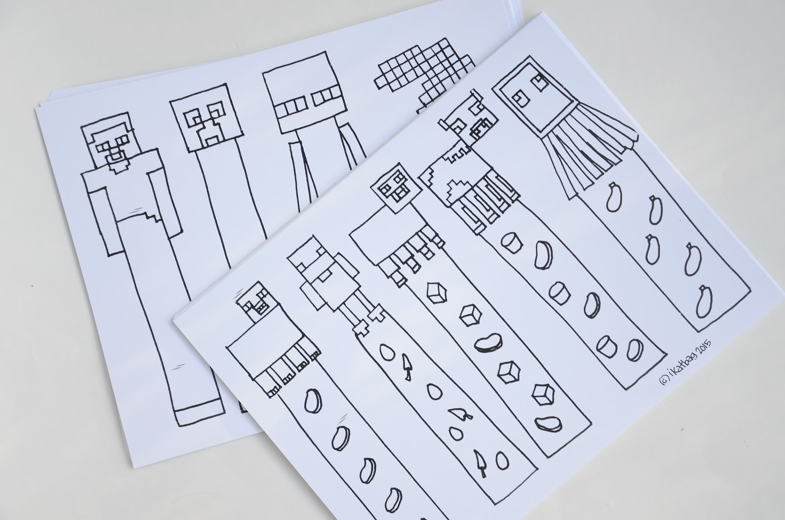 Ikat Bag: Minecraft Party: Coloring Bookmarks, Crafting Golden regarding Free Minecraft Bookmark Printables