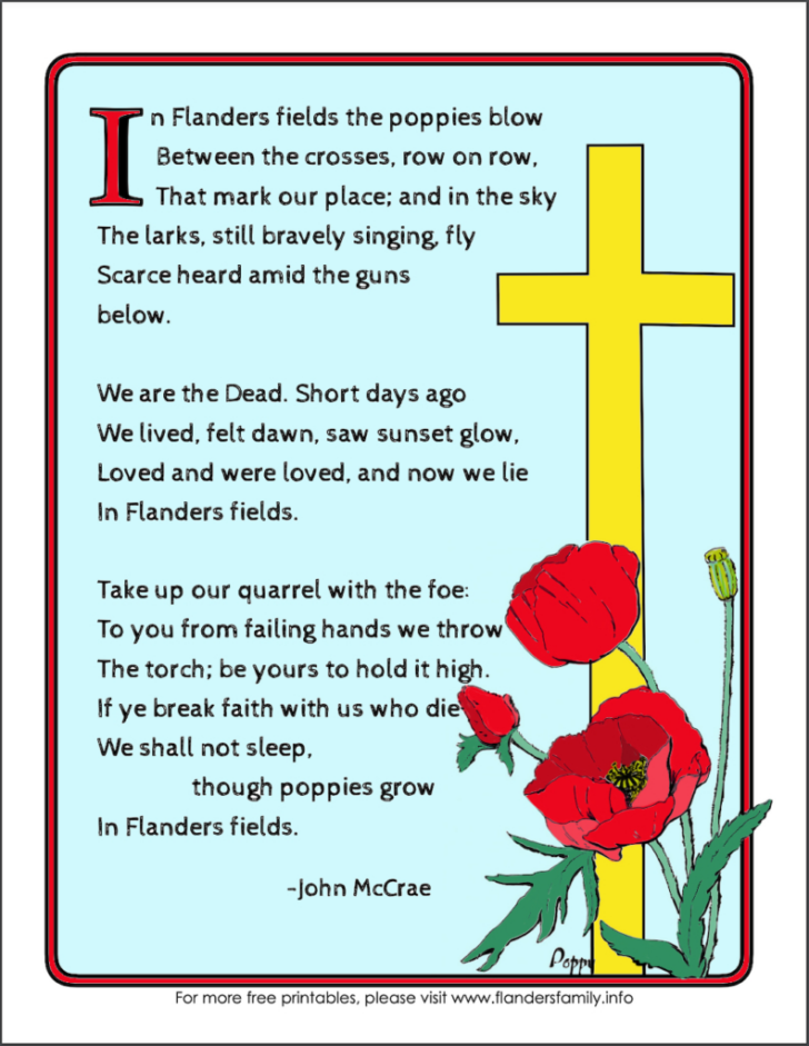 Free Printable in Flanders Field Poem