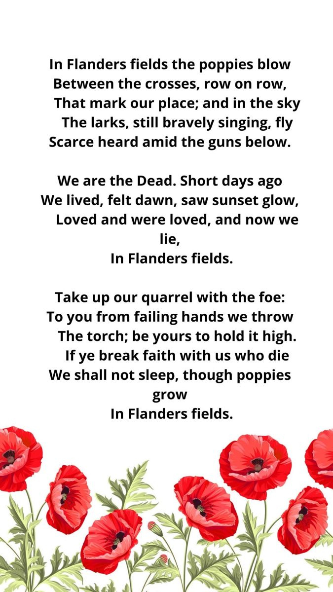 In Flanders Fields - Remembrance Day Poem in Free Printable In Flanders Field Poem