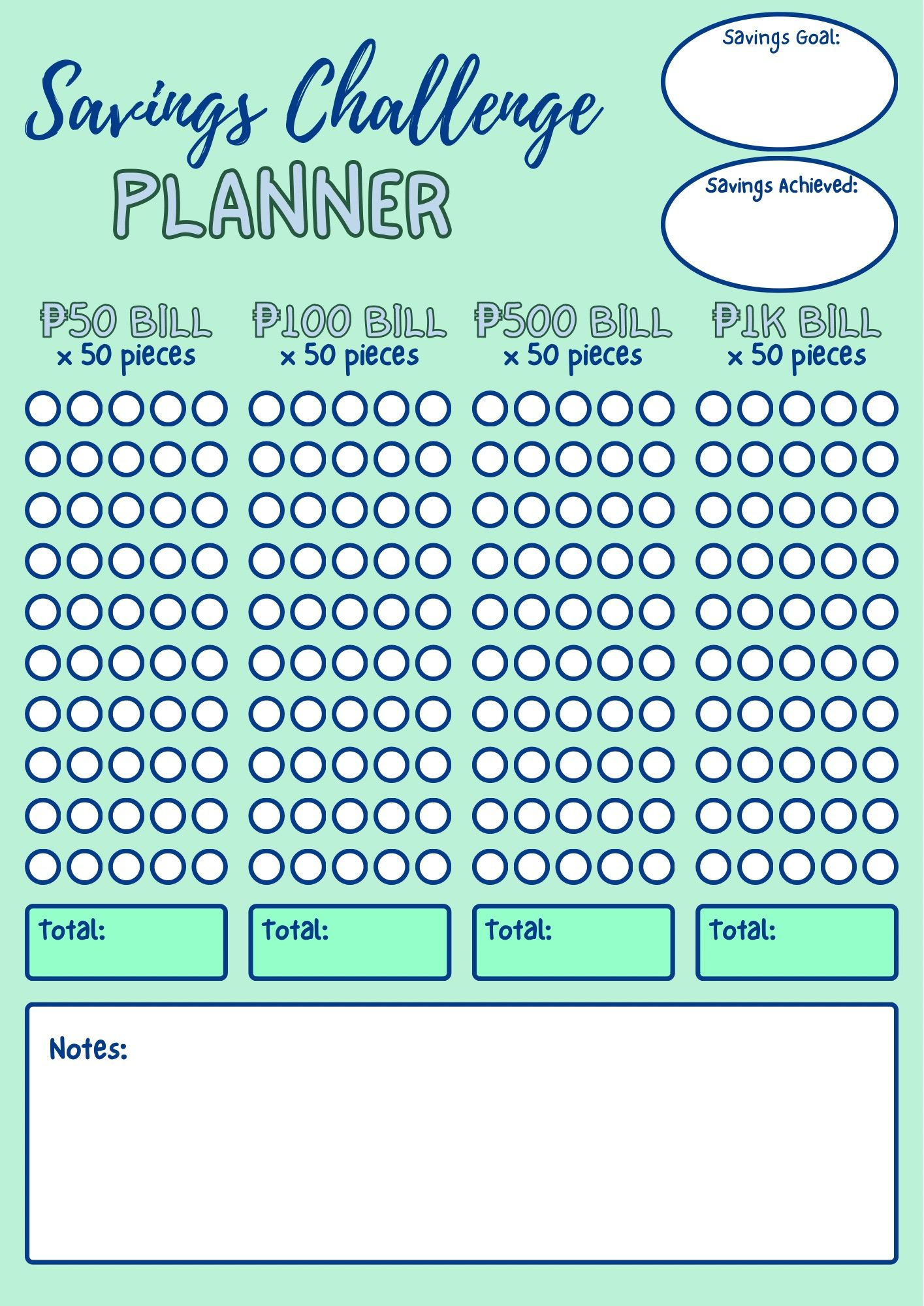Ipon Challenge Template | Printable | Editableangelicavega within Ipon Challenge Chart Printable