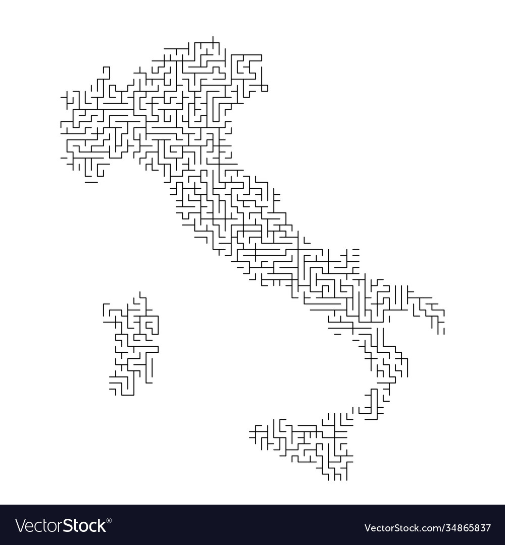 Italy Map From Black Pattern Maze Grid Royalty Free Vector with regard to Free Printable Patterns Of Italy