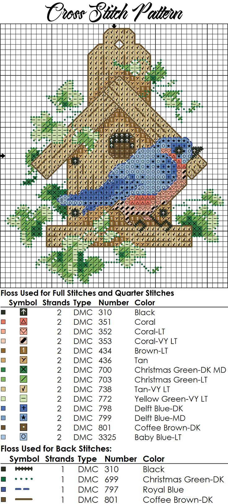 It&amp;#039;S Free And Easy For Beginners Cross Stitch Pattern With Cute intended for Free Easy Printable Bluebird Cross Stitch Patterns