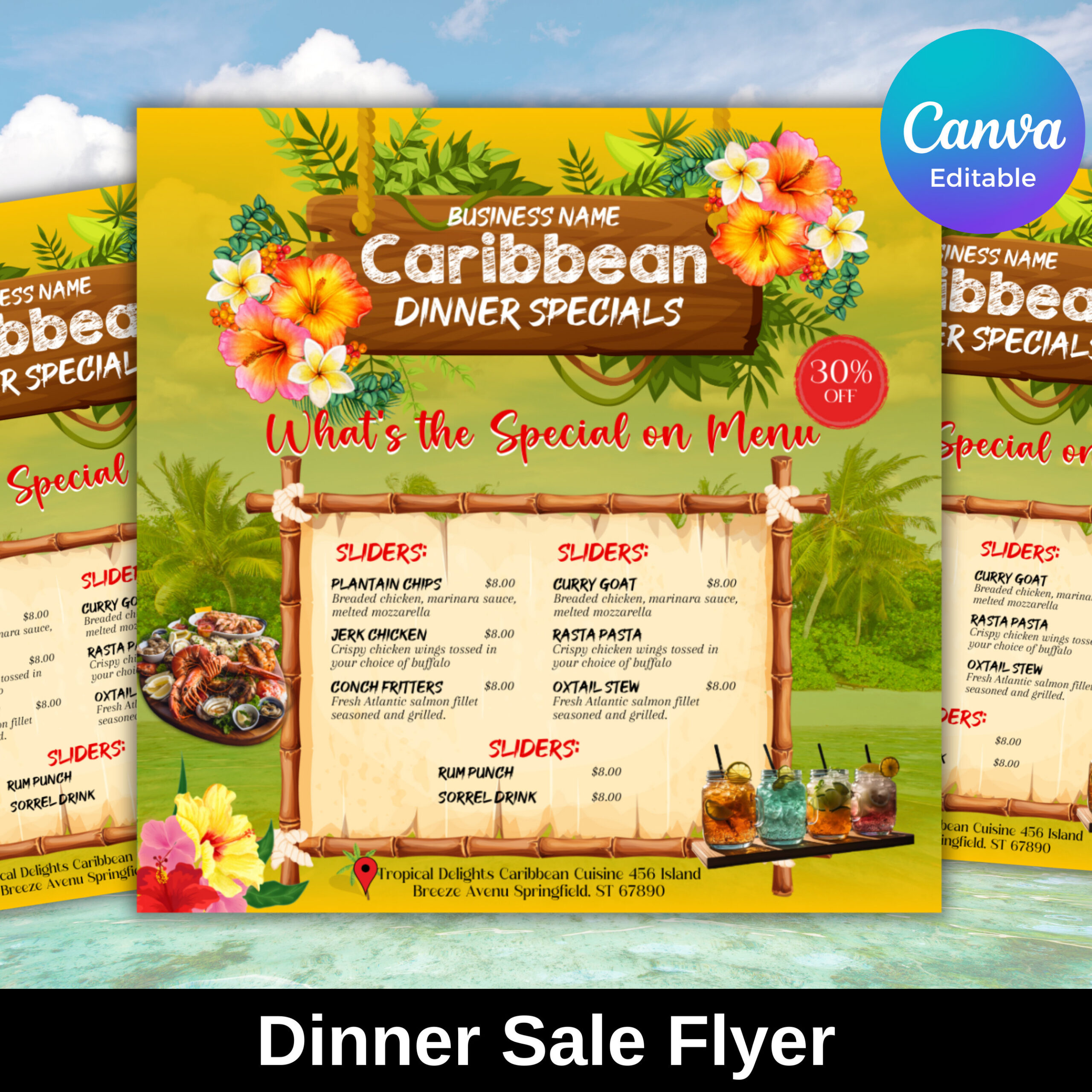 Jamaican Food Menu Template - Etsy Uk regarding Free Caribbean Menu Template