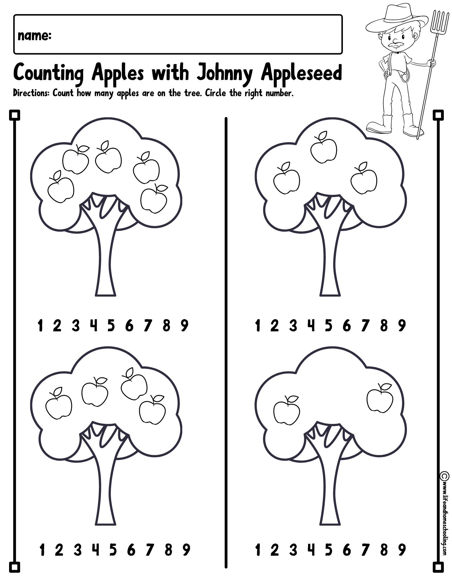 Johnny Appleseed Counting Apples | Madeteachers throughout Free Johnny Appleseed Printables
