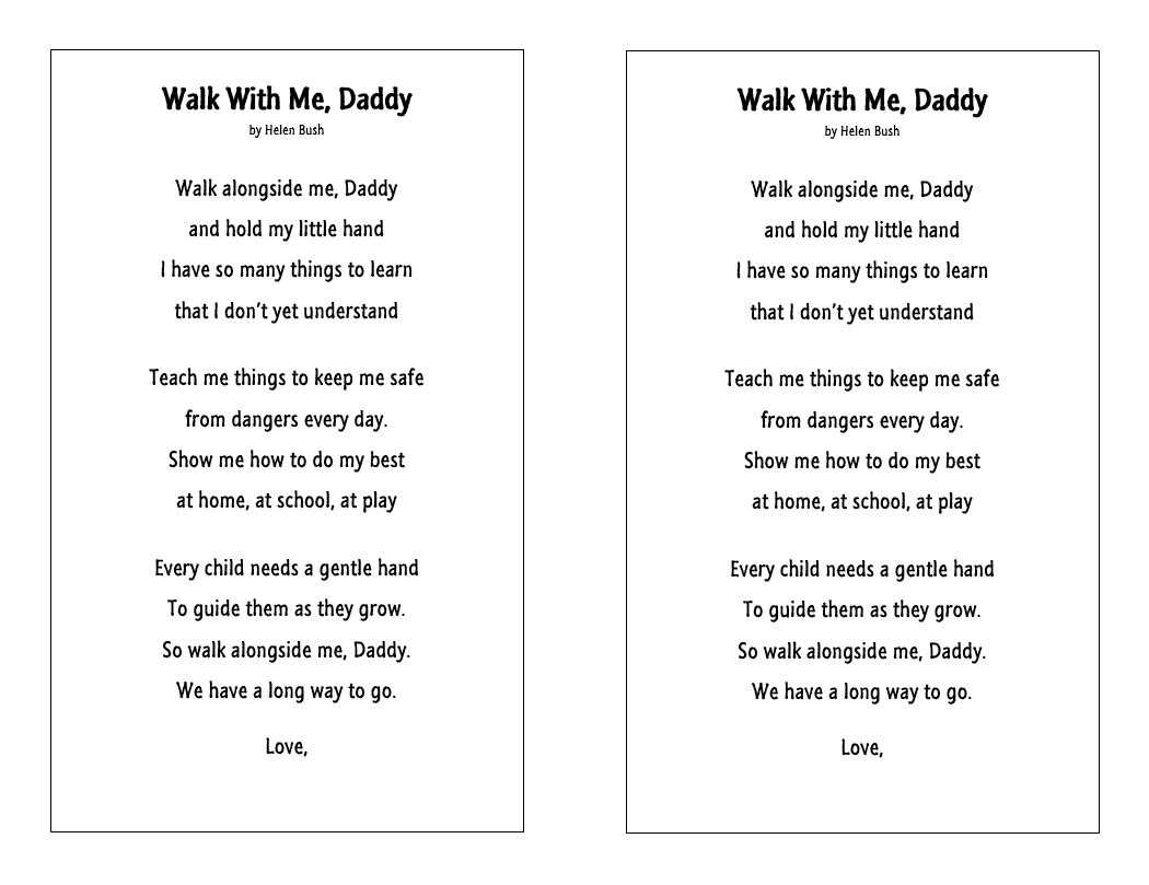 Karen And Kissable Kids: June 2013 intended for Walk With Me Daddy Free Printable