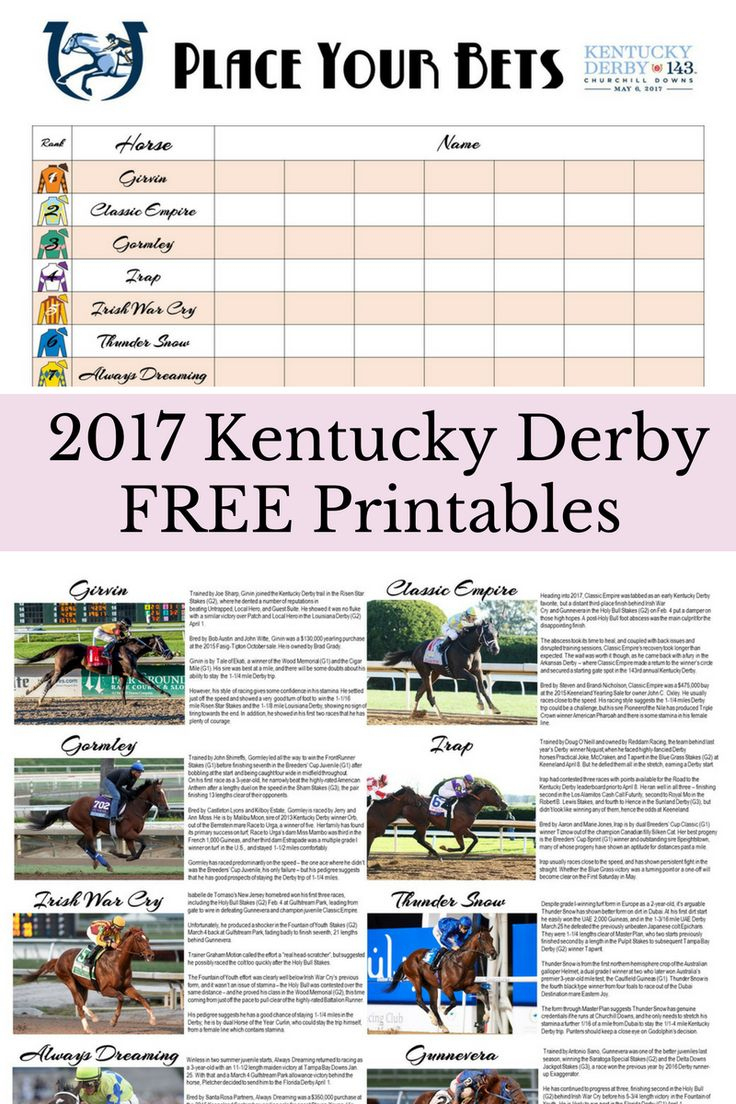 Kentucky Derby Printables - The Well Dressed Table inside Free Kentucky Derby Printables