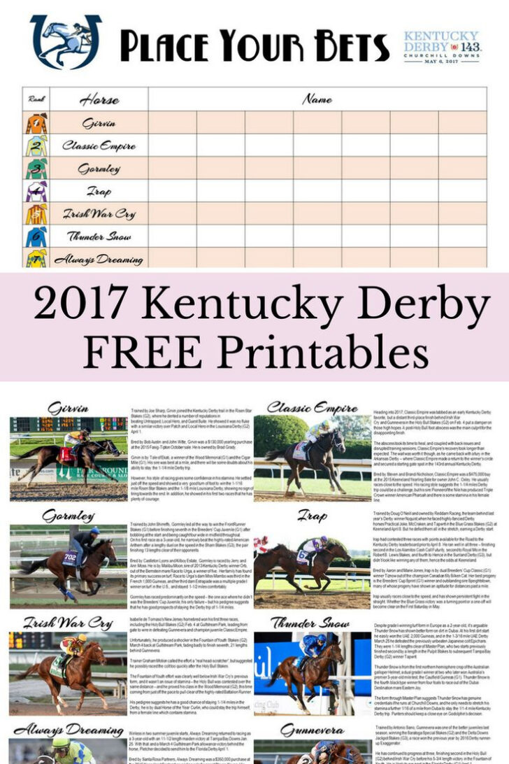 Free Printable Kentucky Derby Horses
