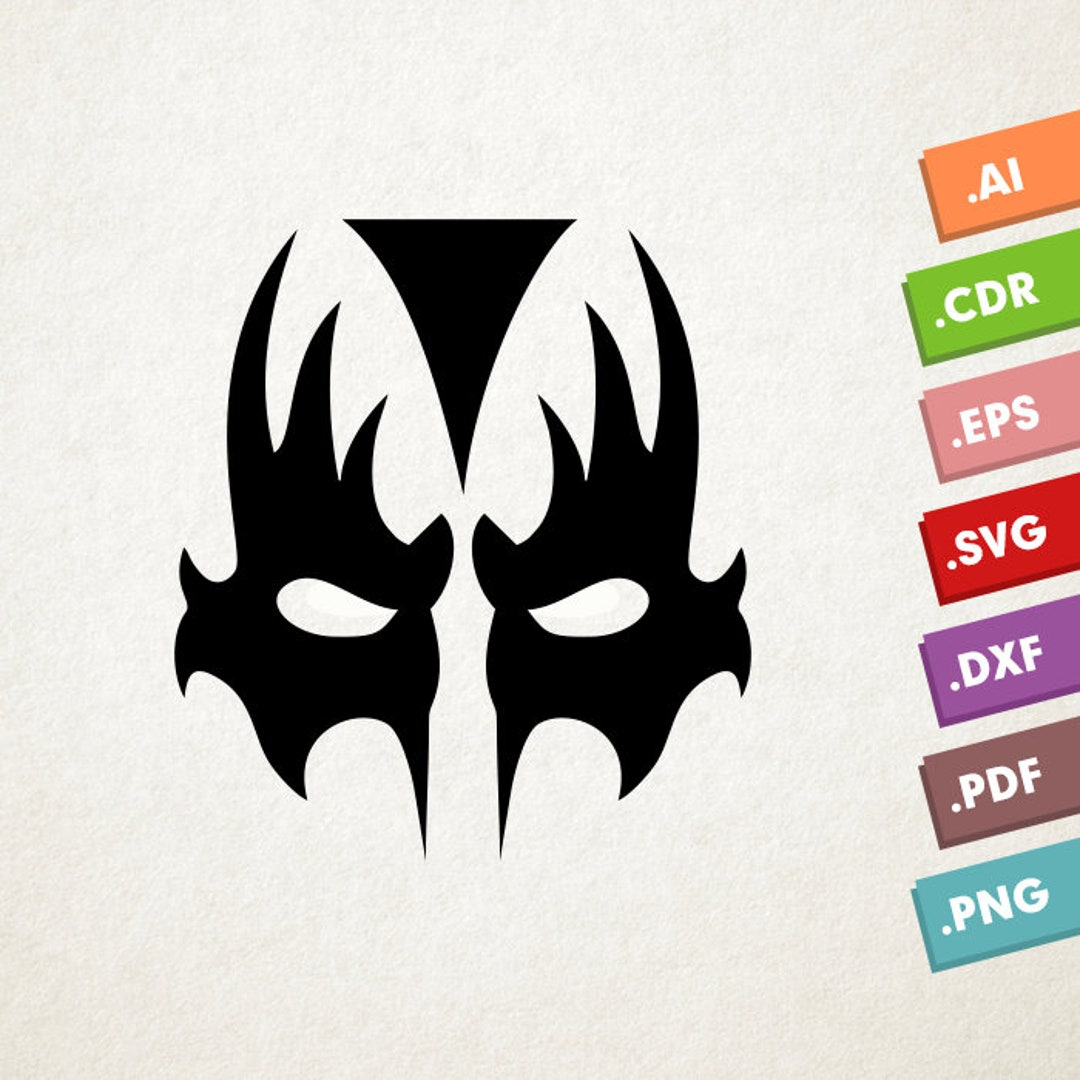 Kiss - Svg Vector File. Kiss Makeup Mask. Instant Download For Cricut Or Silhouette. Kiss Makeup Shape Svg. Kiss Band. - Etsy Uk pertaining to Gene Simmons Free Printable Stencil