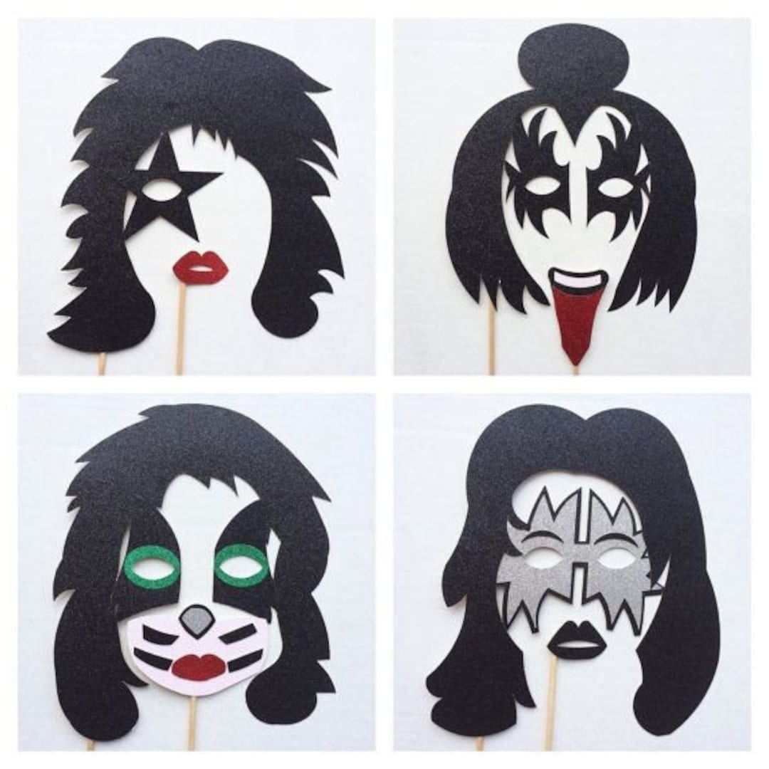Kiss The Band Inspired Photo Props- Kiss - Etsy.de pertaining to Printable Kiss Band Stencils