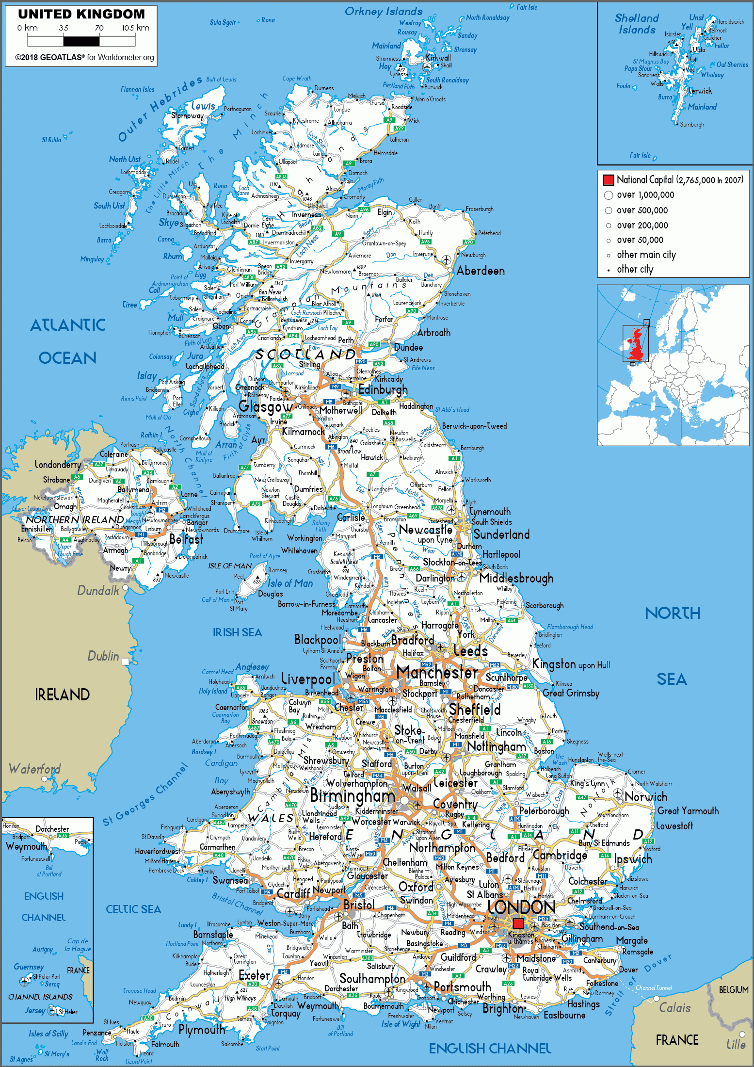 Large Size Road Map Of The United Kingdom - Worldometer inside Uk Map Printable Free