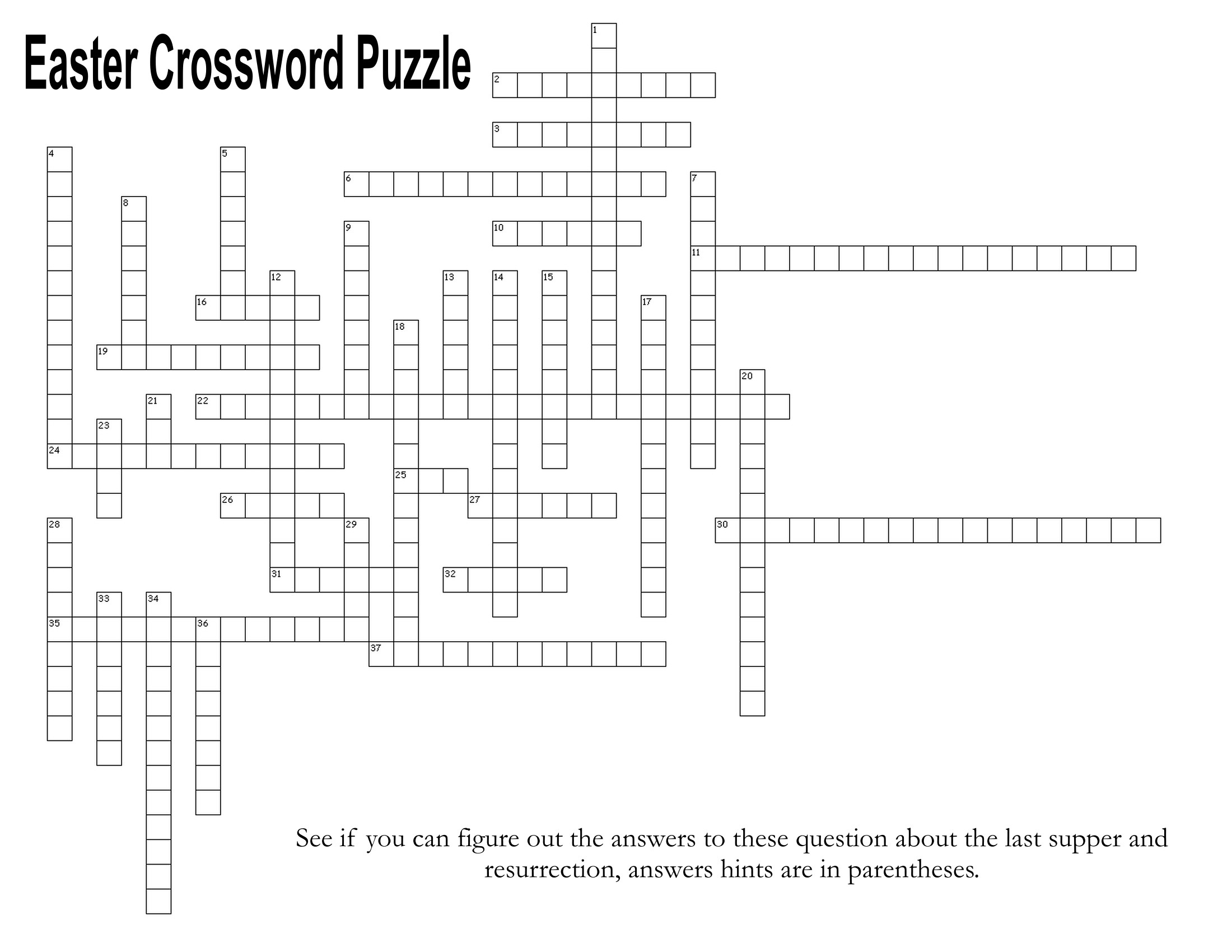 Last Supper And Resurrection / Easter Crossword Puzzle – The Idea Door in Easter Crossword Puzzle Free Printable
