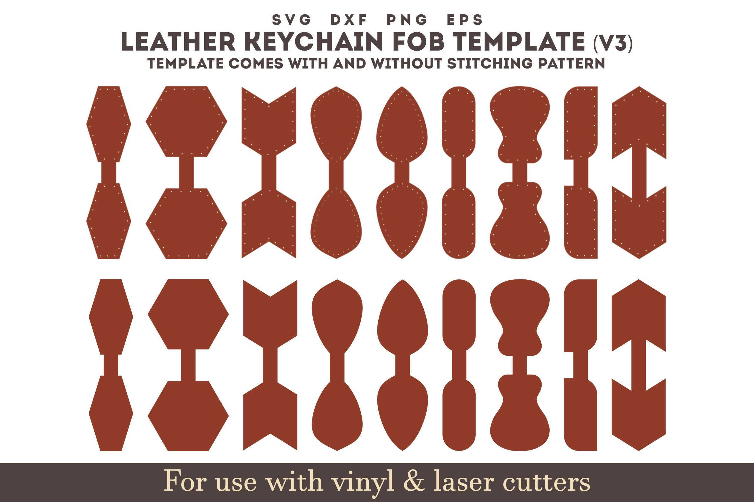 Leather Keychain Key Fob Pattern With Sewing Stitches Svg for Free Printable Leather Key Fob Pattern