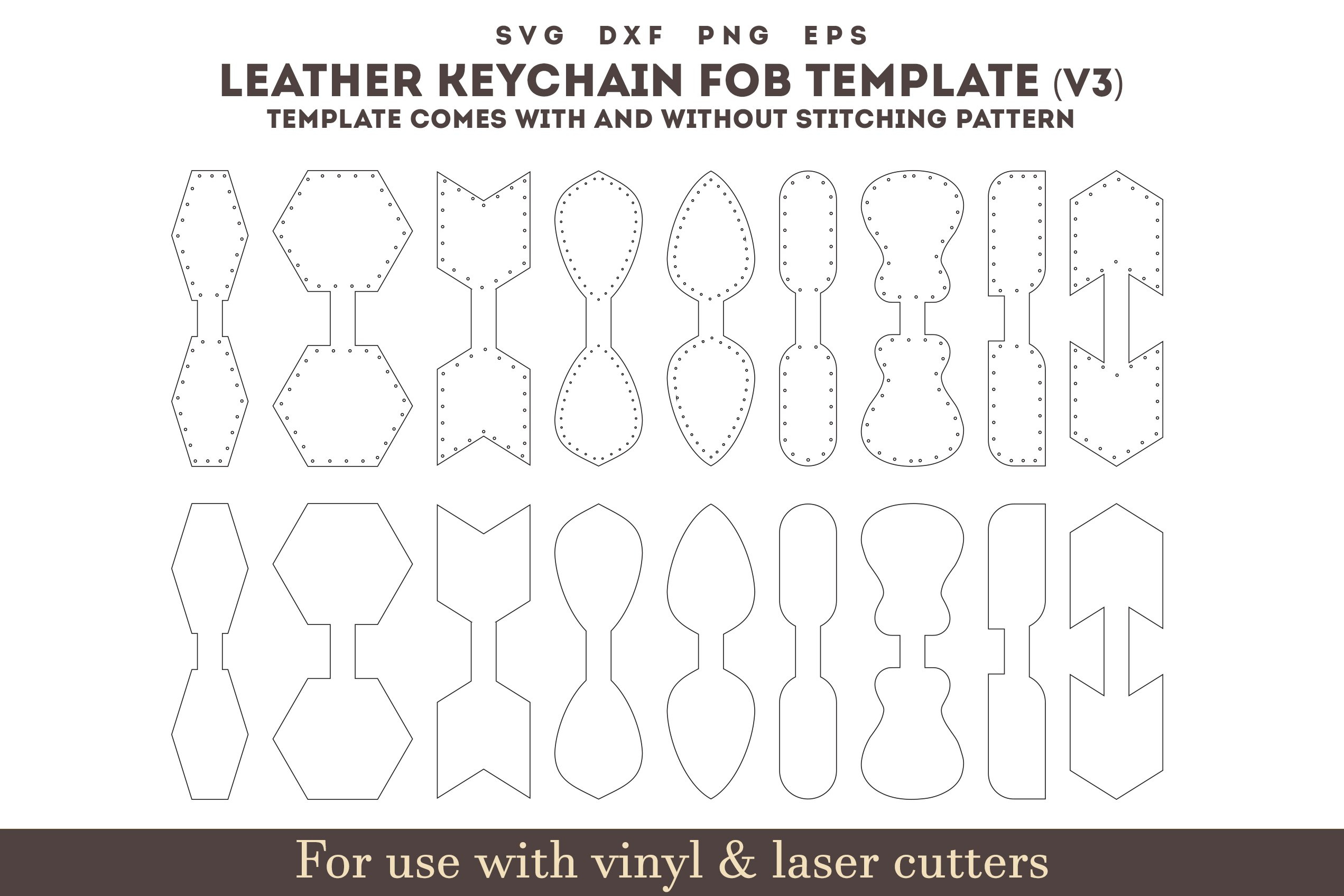 Leather Keychain Key Fob Pattern With Sewing Stitches Svg in Free Printable Leather Key Fob Pattern