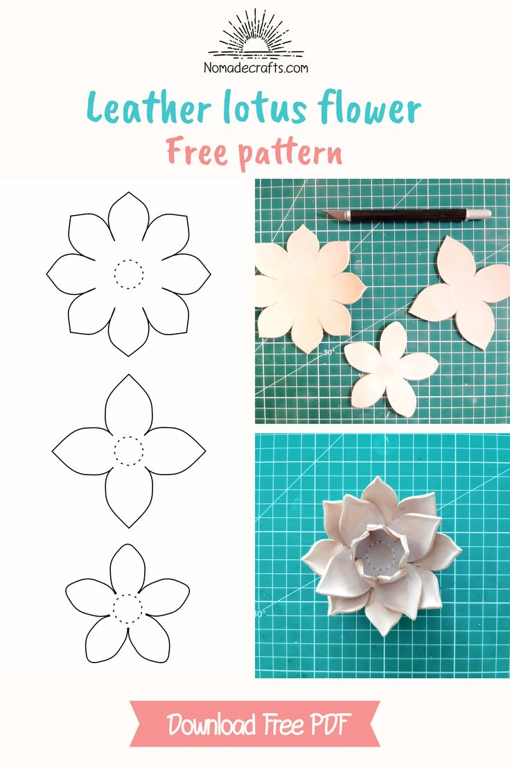 Leather Lotus Flower - Free Pattern in Free Printable Lotus Petal Pattern