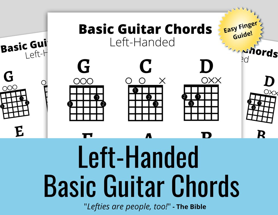 Left Handed Guitar Chords Sheet, Beginner Guitar Chords For Lefties (Instant Download) Perfect Giftnew Years Resolution - Etsy Uk intended for Left Handed Guitar Chord Chart Printable