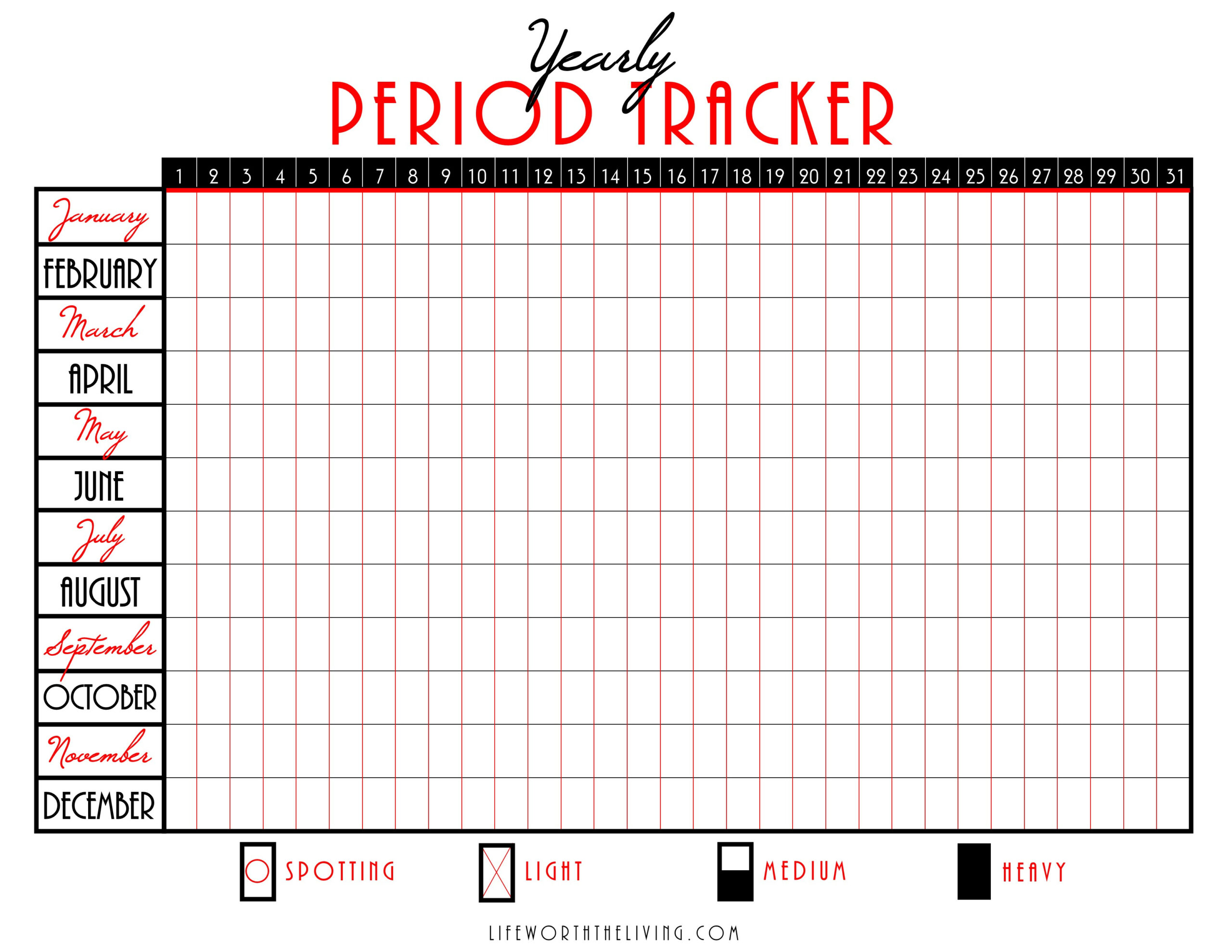 Life Worth The Living Blog within Menstrual Cycle Chart Printable