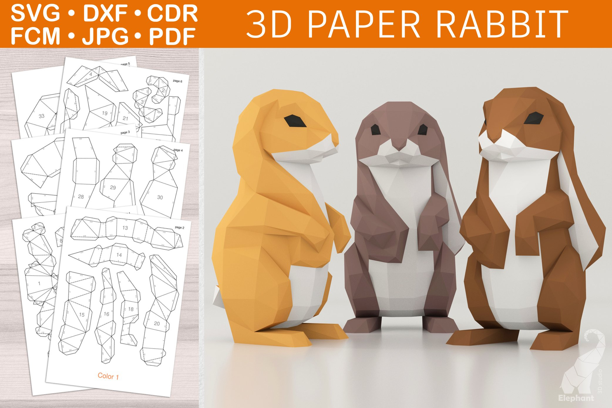 Low Poly 3D Paper Craft Rabbit Template inside Free Low Poly Papercraft Templates