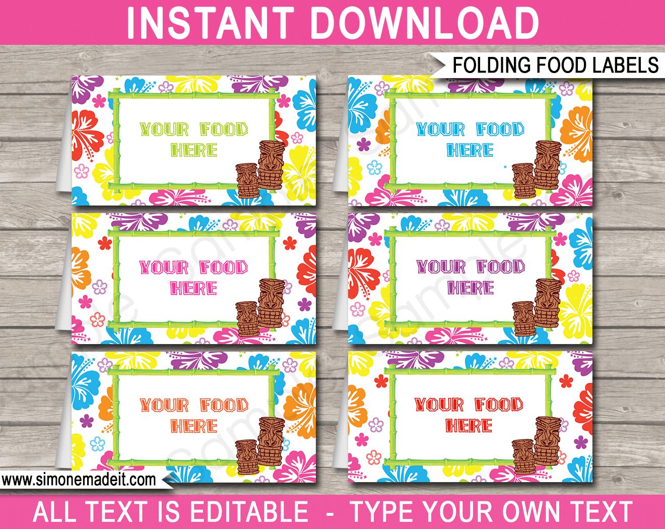Luau Party Food Labels Template throughout Free Printable Hawaiian Food Labels