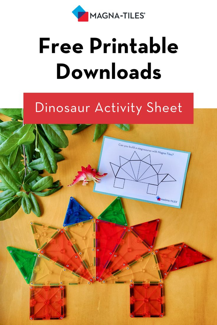 Magna-Tiles® Free Printable Downloads: Dinosaur Activity Sheet with Free Magnetic Tile Printables