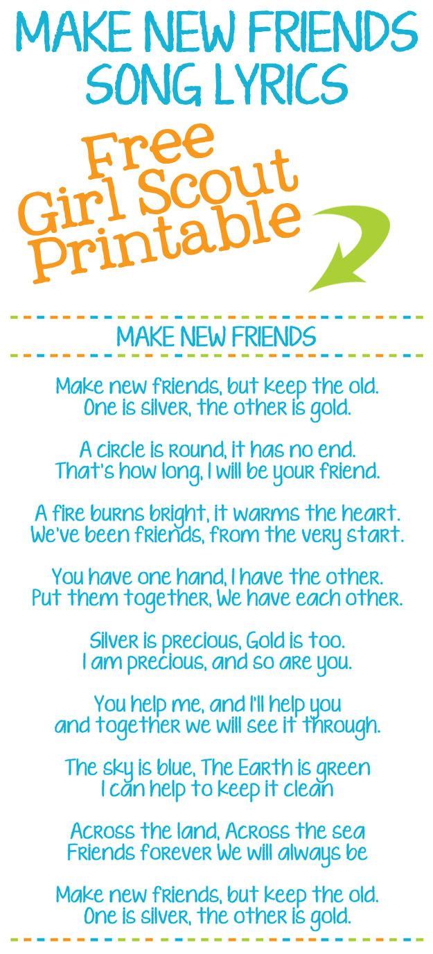 Make New Friends Girl Scout Song Lyrics Printable throughout Free Printable Song Lyrics For Seniors