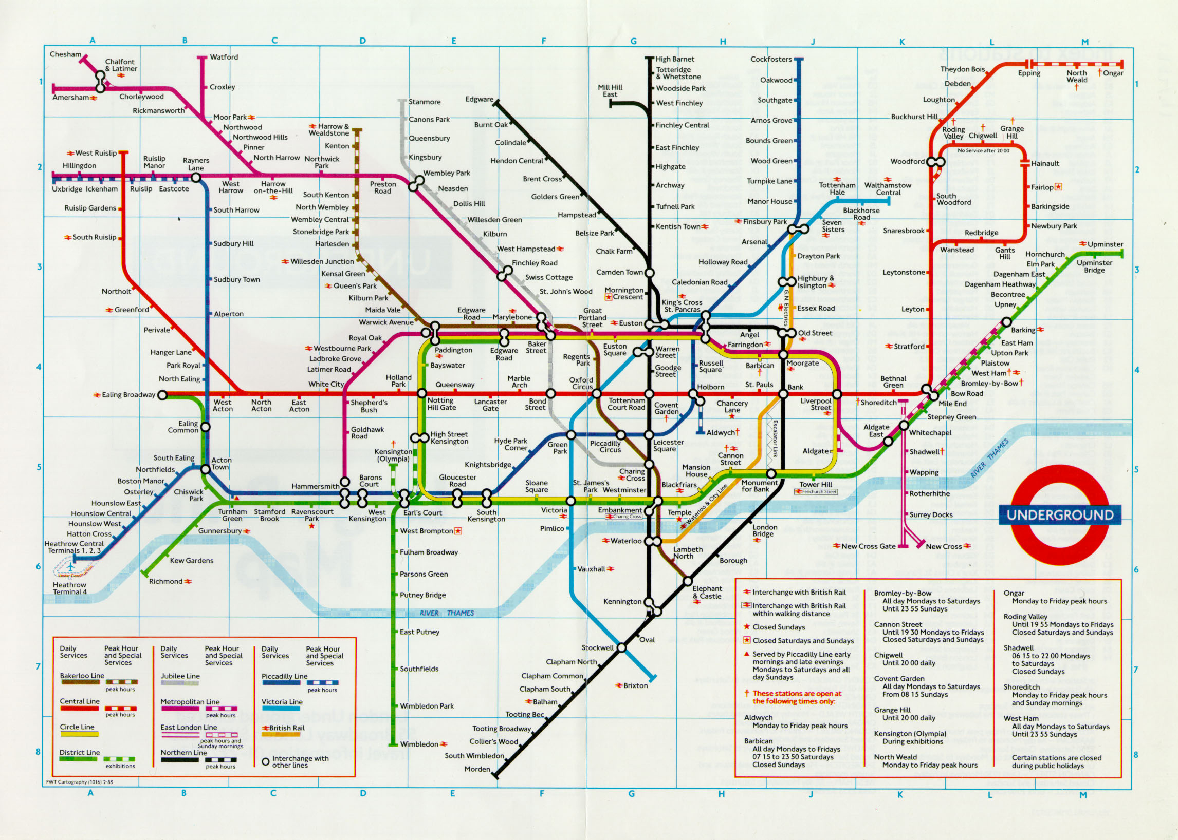 Map; Large Print Pocket Underground Map, 1985 | London Transport in Free Printable London Tube Map
