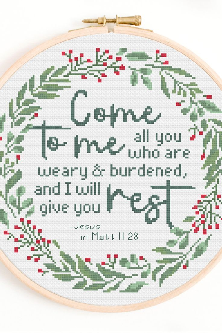 Matthew 11:28 Cross Stitch Chart inside Free Printable Bible Verse Cross Stitch Patterns
