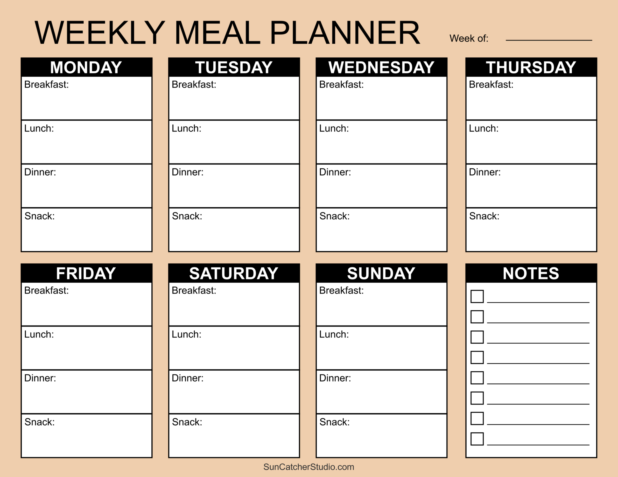 Meal Planners: Printable Weekly Menu Templates (Pdf) – Diy with regard to Meal Plan Chart Printable