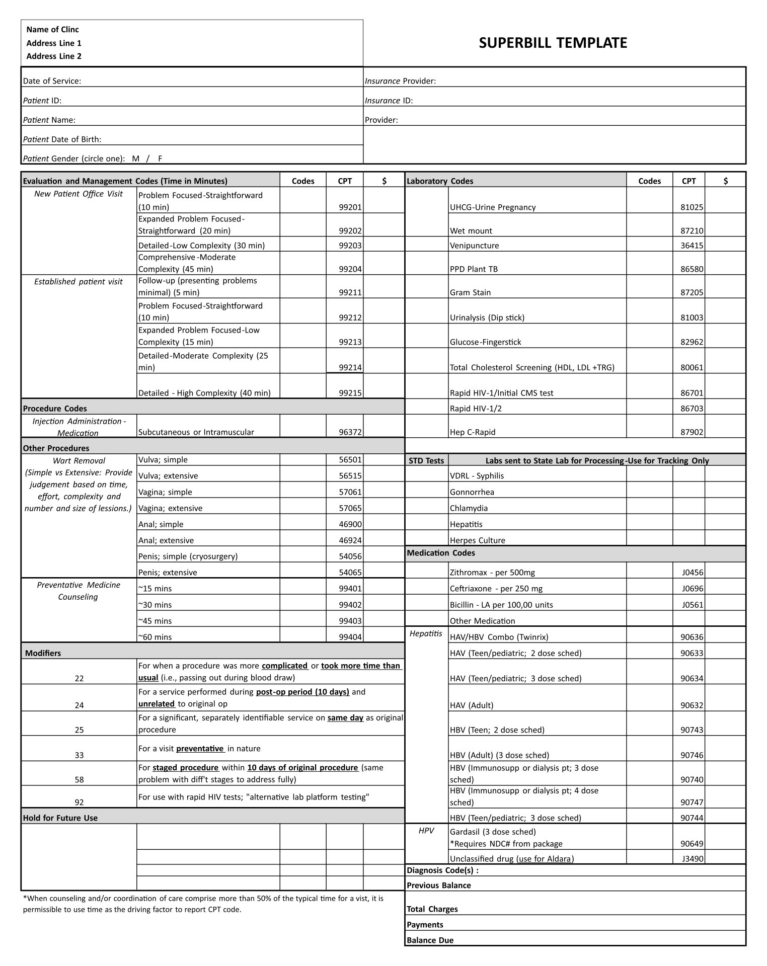 Medical Superbills - 10 Free Pdf Printables | Printablee throughout Free Pediatric Superbill Template