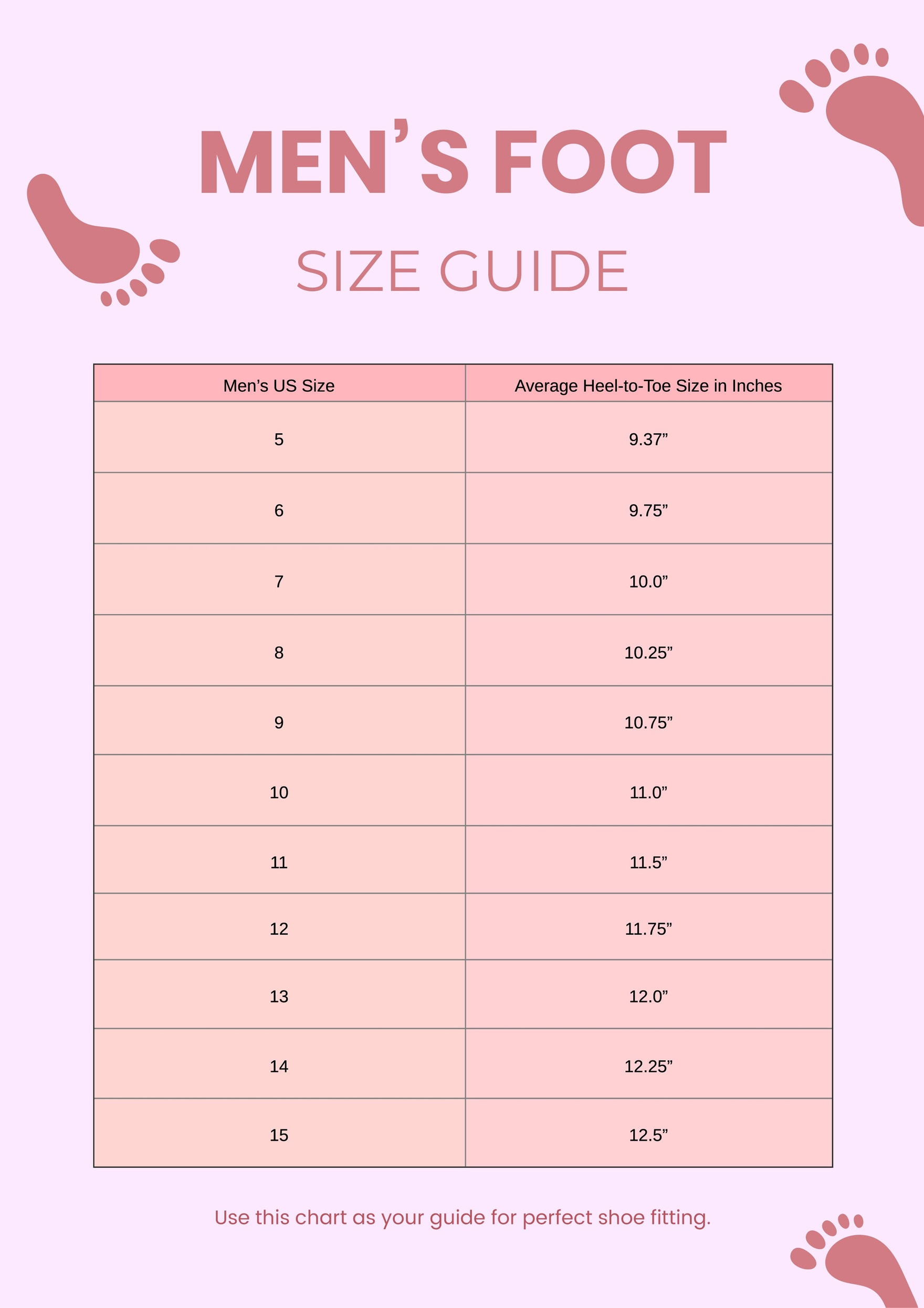 Men&amp;#039;S Foot Size Chart In Illustrator, Pdf - Download | Template inside Men&amp;#039;S Shoe Size Chart Printable