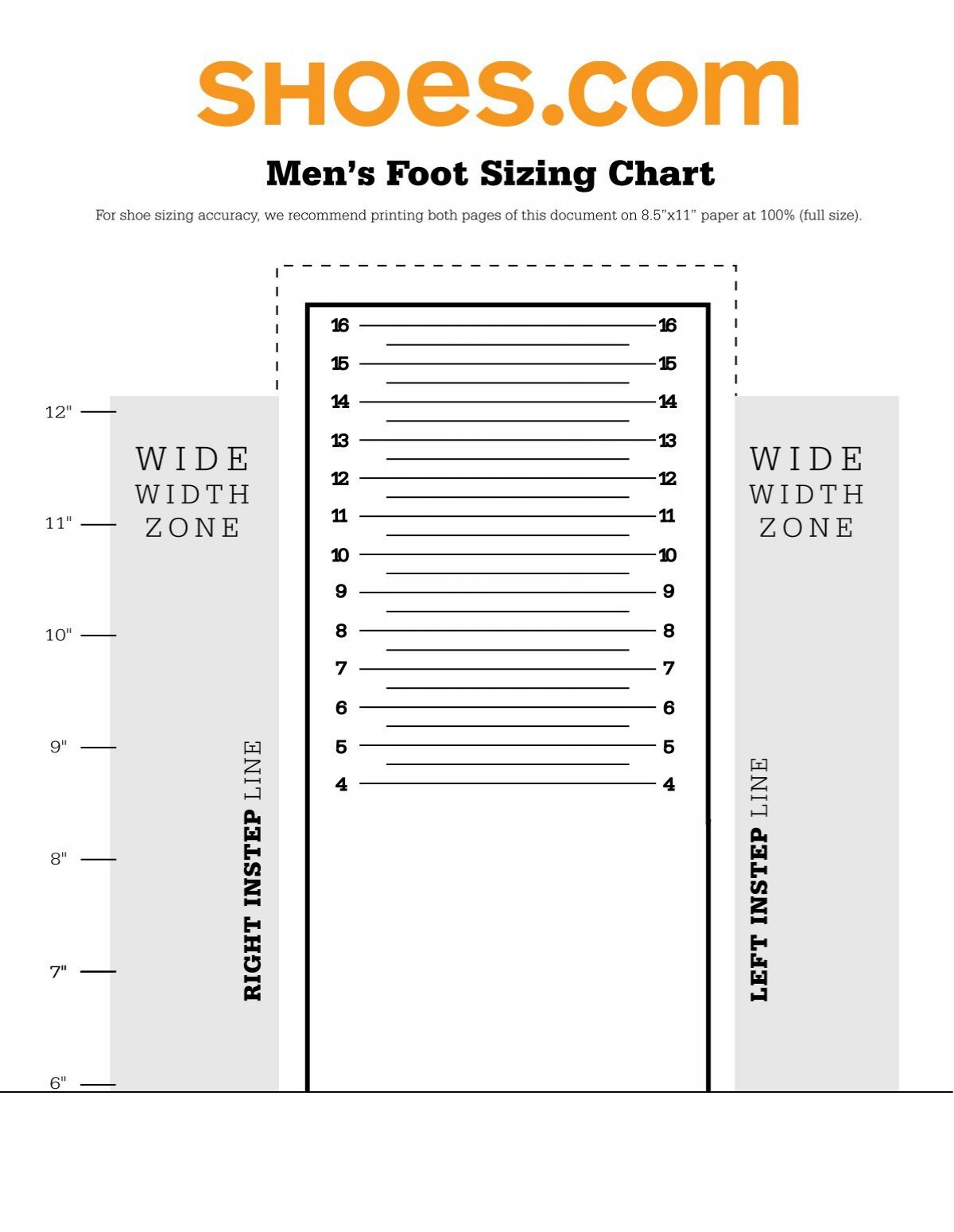 Men&amp;#039;S Foot Sizing Chart throughout Mens Foot Sizing Chart Printable