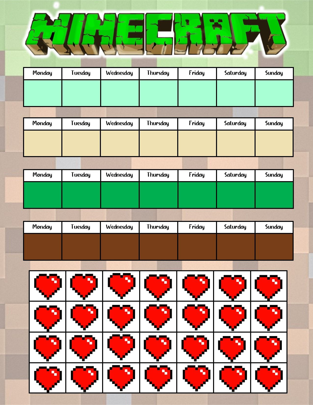 Minecraft Behavior Chart! - Worksheets Library in Minecraft Reward Chart Printable